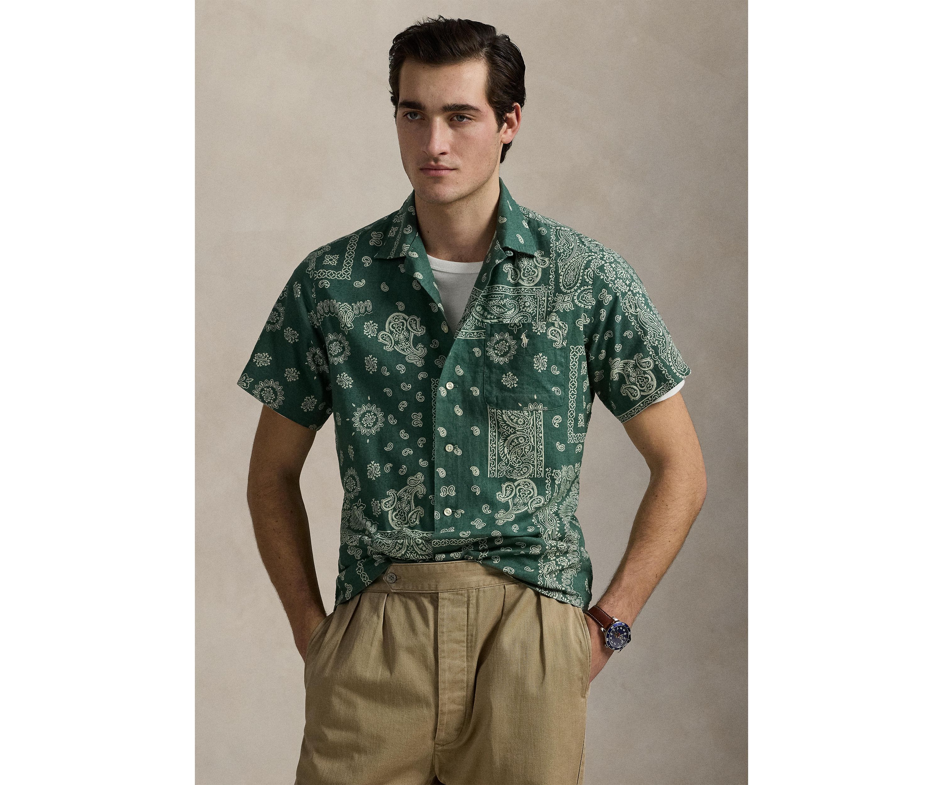 Classic Fit Bandanna-Print Camp Shirt