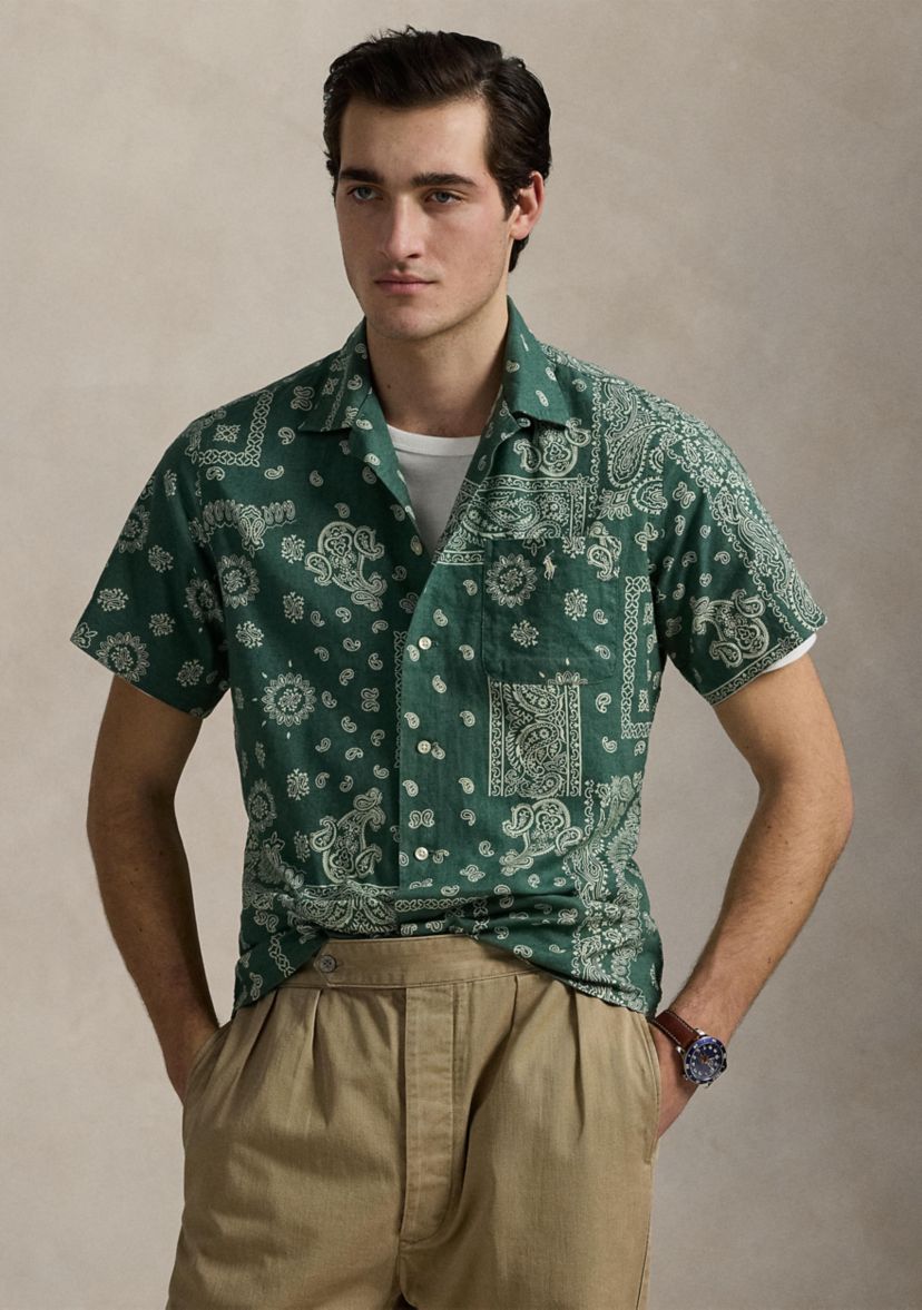Classic Fit Bandanna-Print Camp Shirt