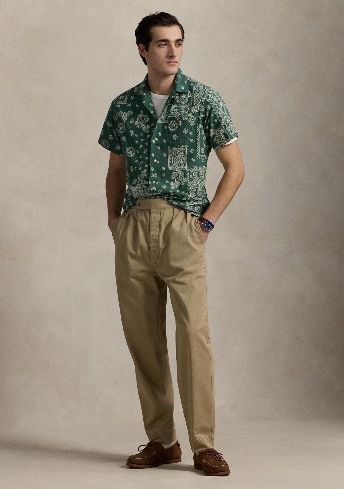 Classic Fit Bandanna-Print Camp Shirt