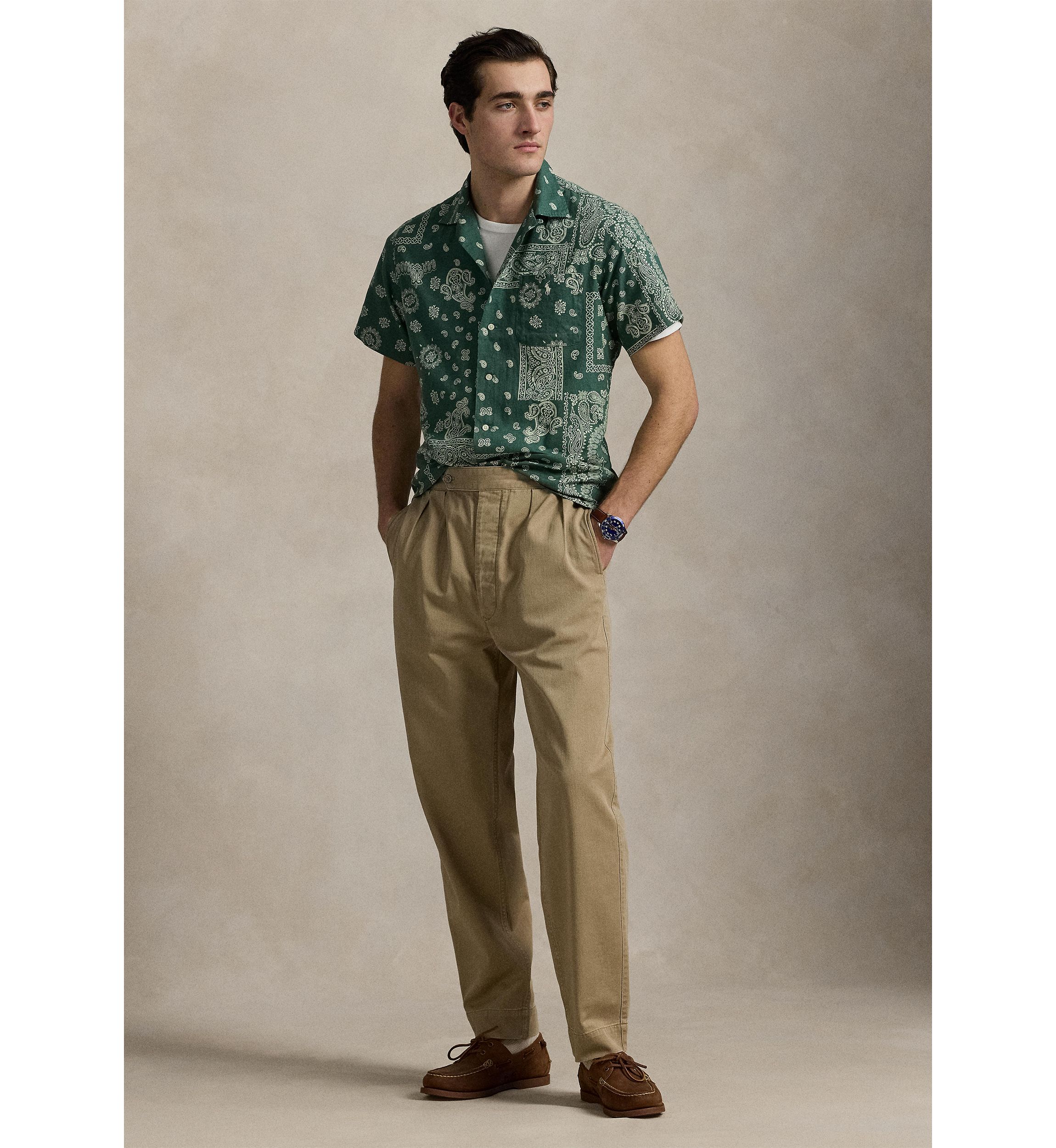 Classic Fit Bandanna-Print Camp Shirt