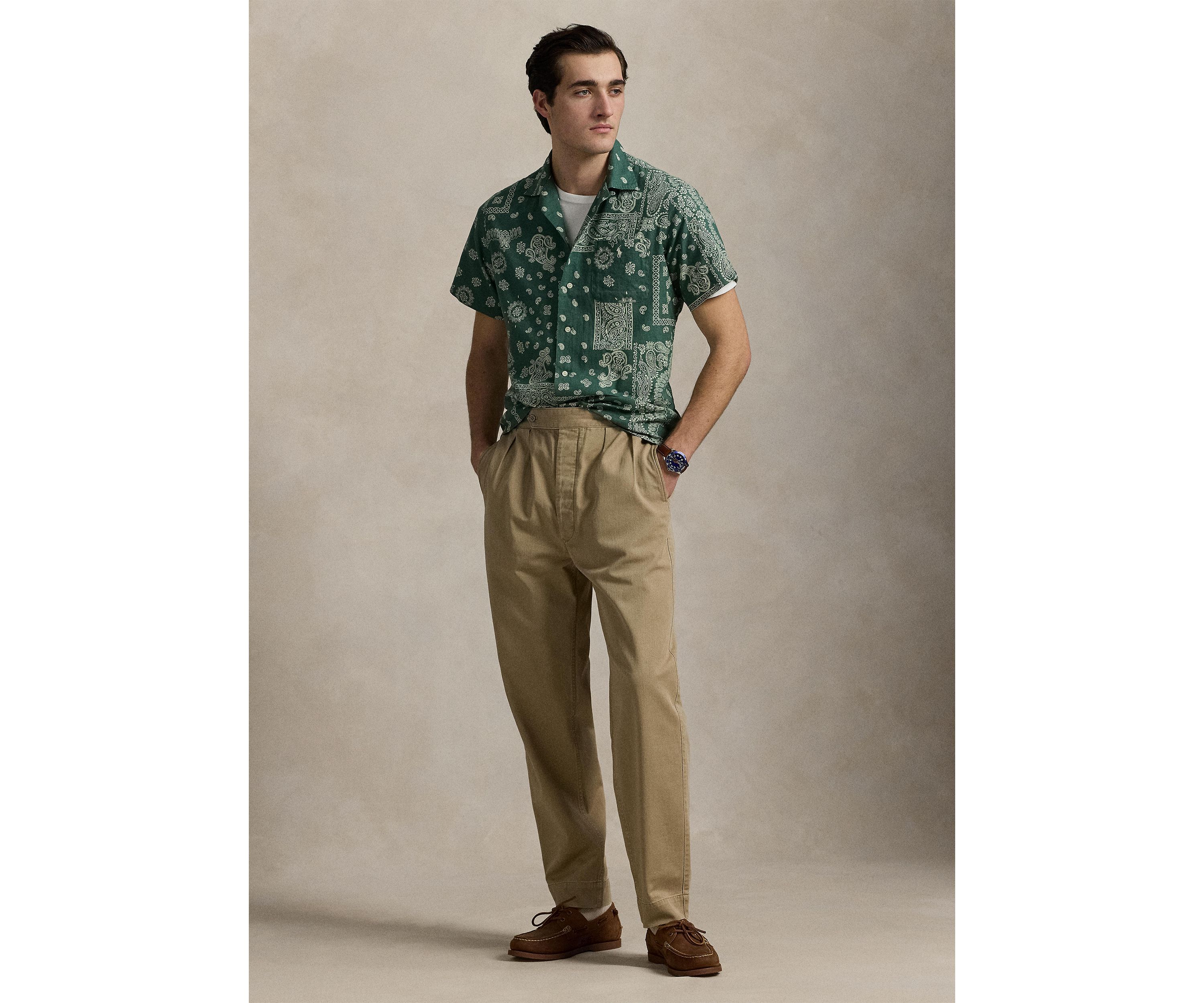Classic Fit Bandanna-Print Camp Shirt