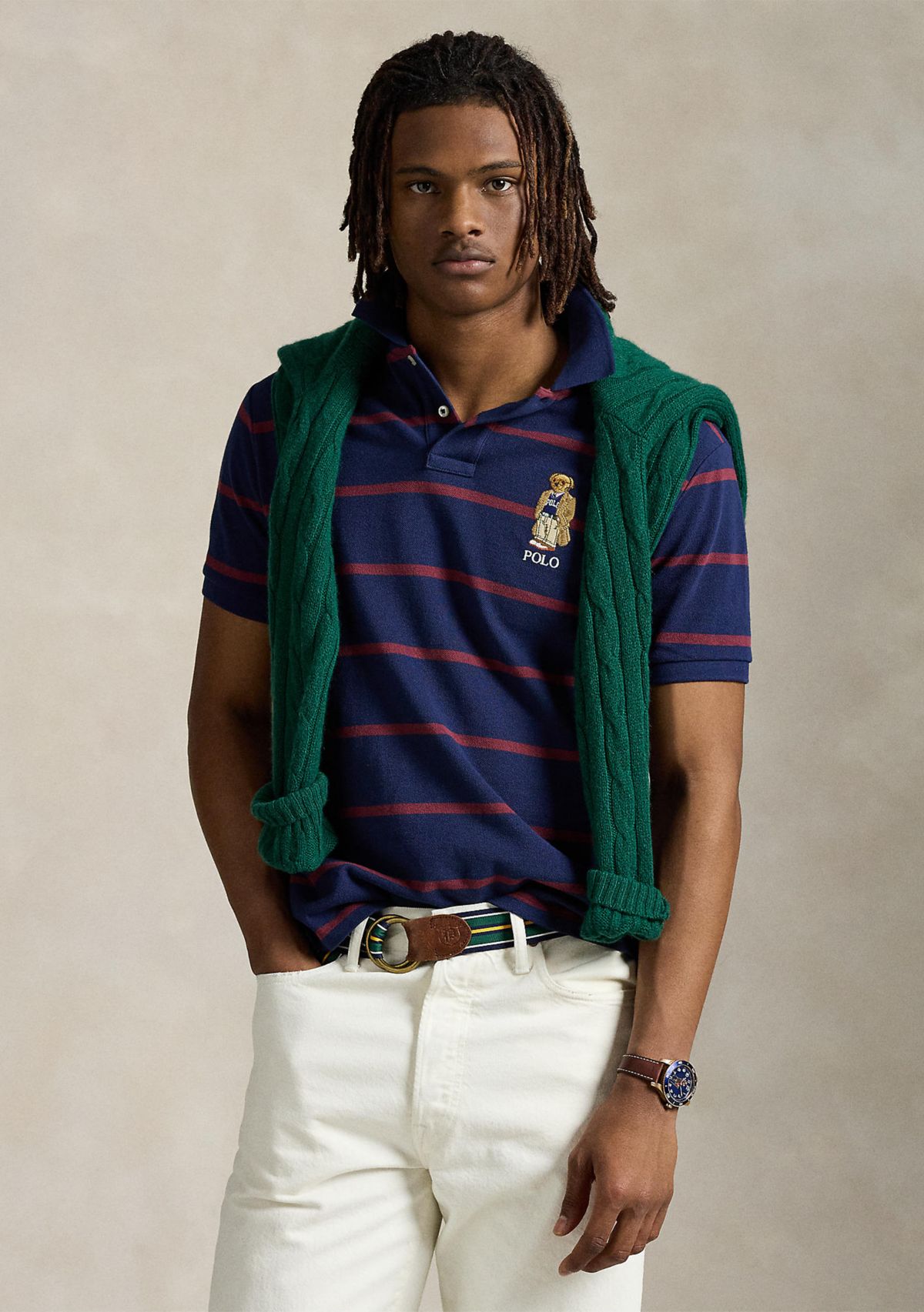 Custom Slim Fit Bear Mesh Polo Shirt