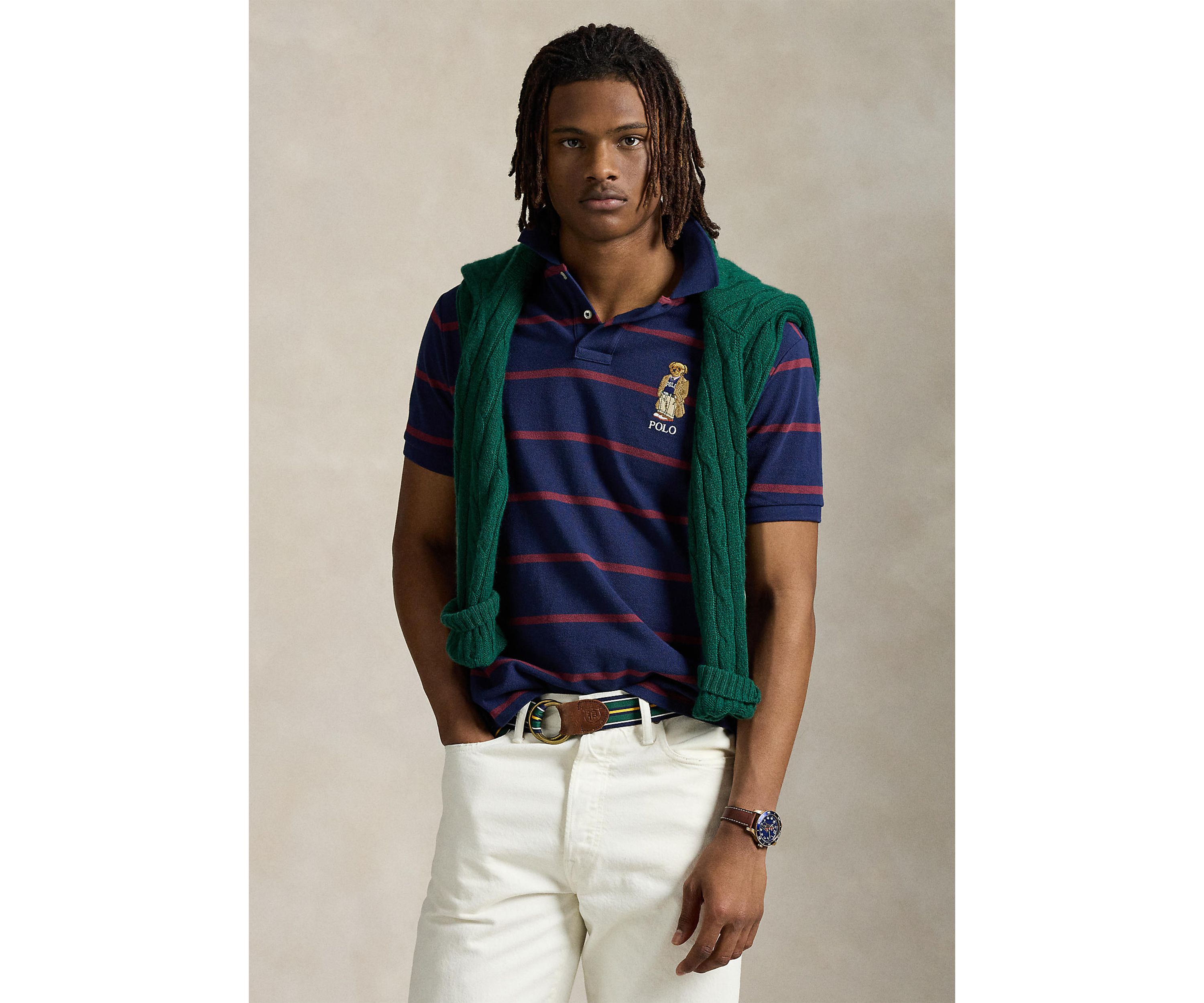 Custom Slim Fit Bear Mesh Polo Shirt