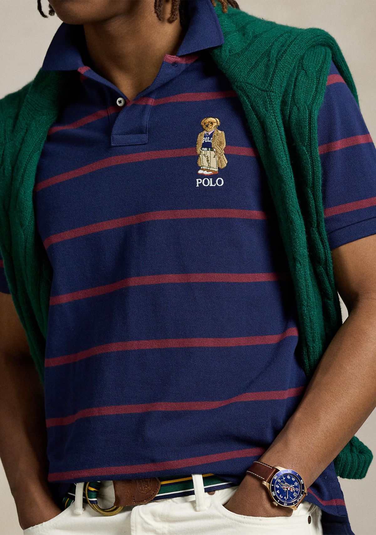 Custom Slim Fit Bear Mesh Polo Shirt