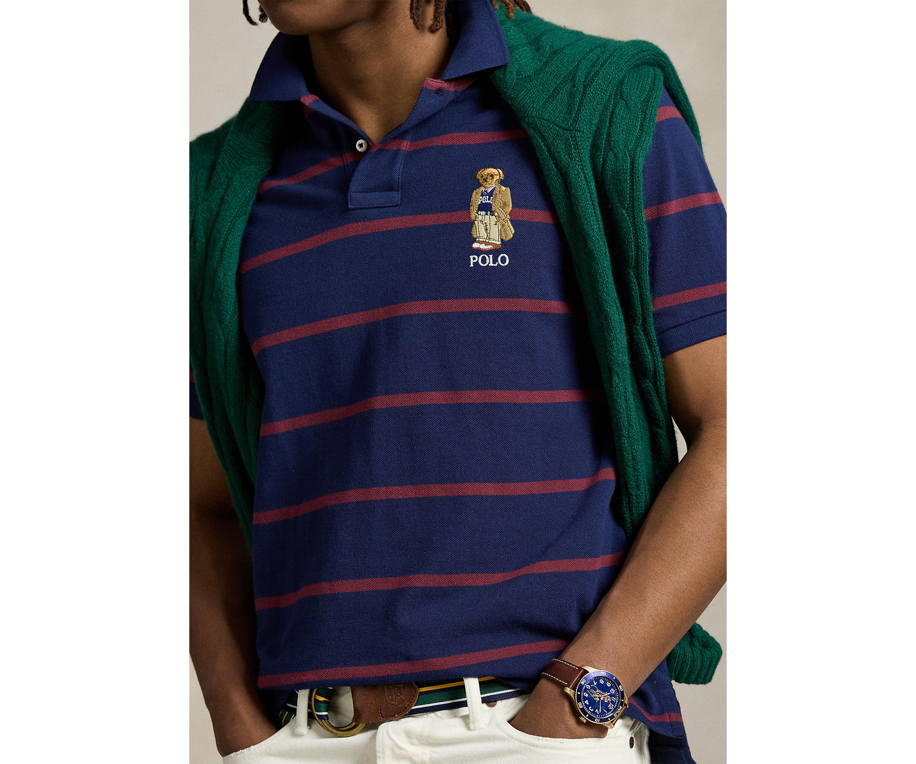 Custom Slim Fit Bear Mesh Polo Shirt