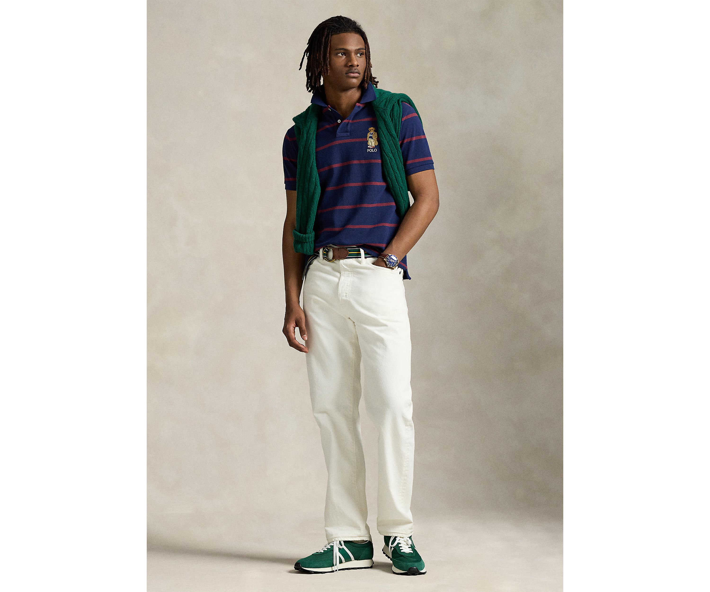 Custom Slim Fit Bear Mesh Polo Shirt