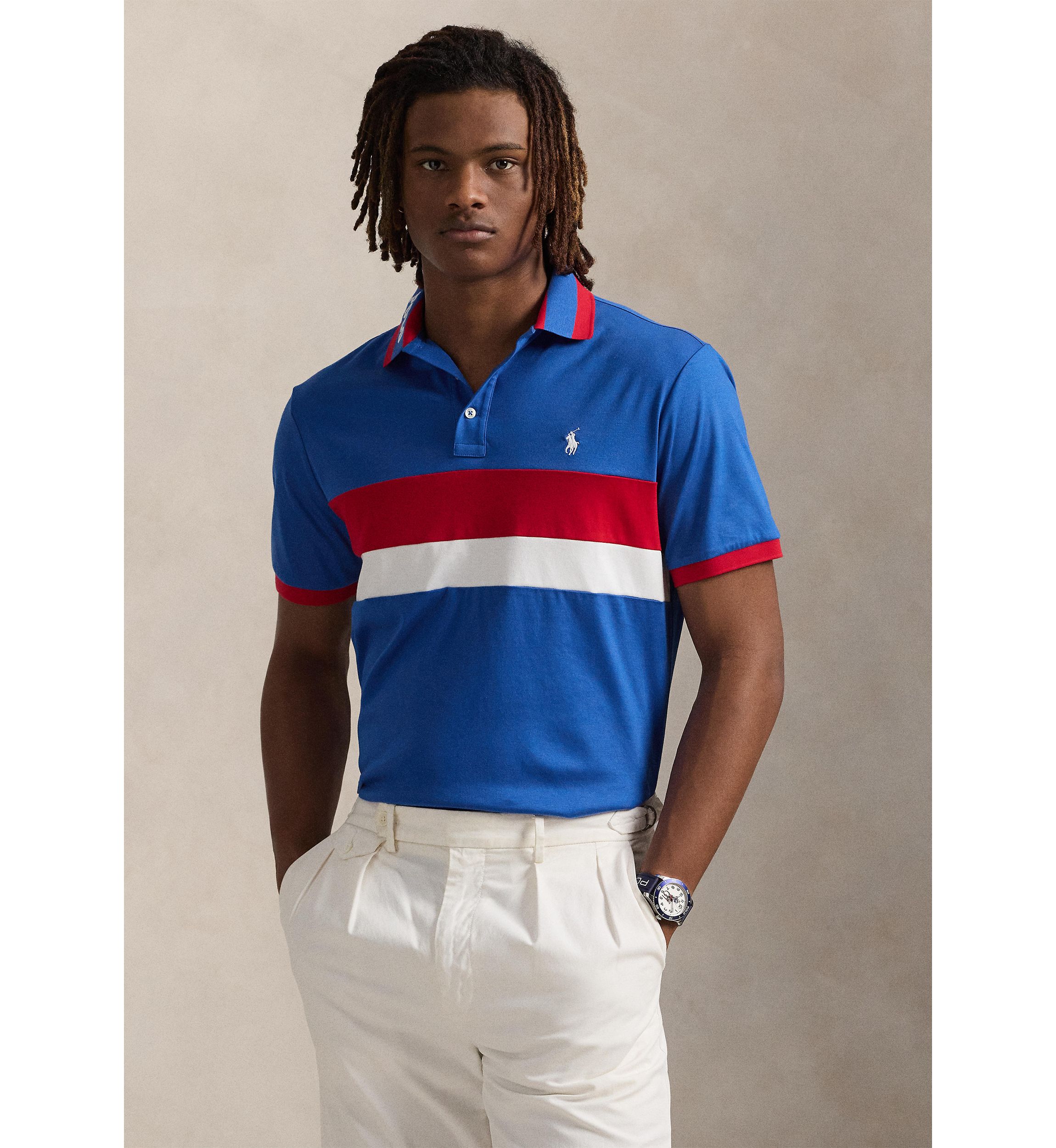 Classic Fit Striped Soft Cotton Polo Shirt