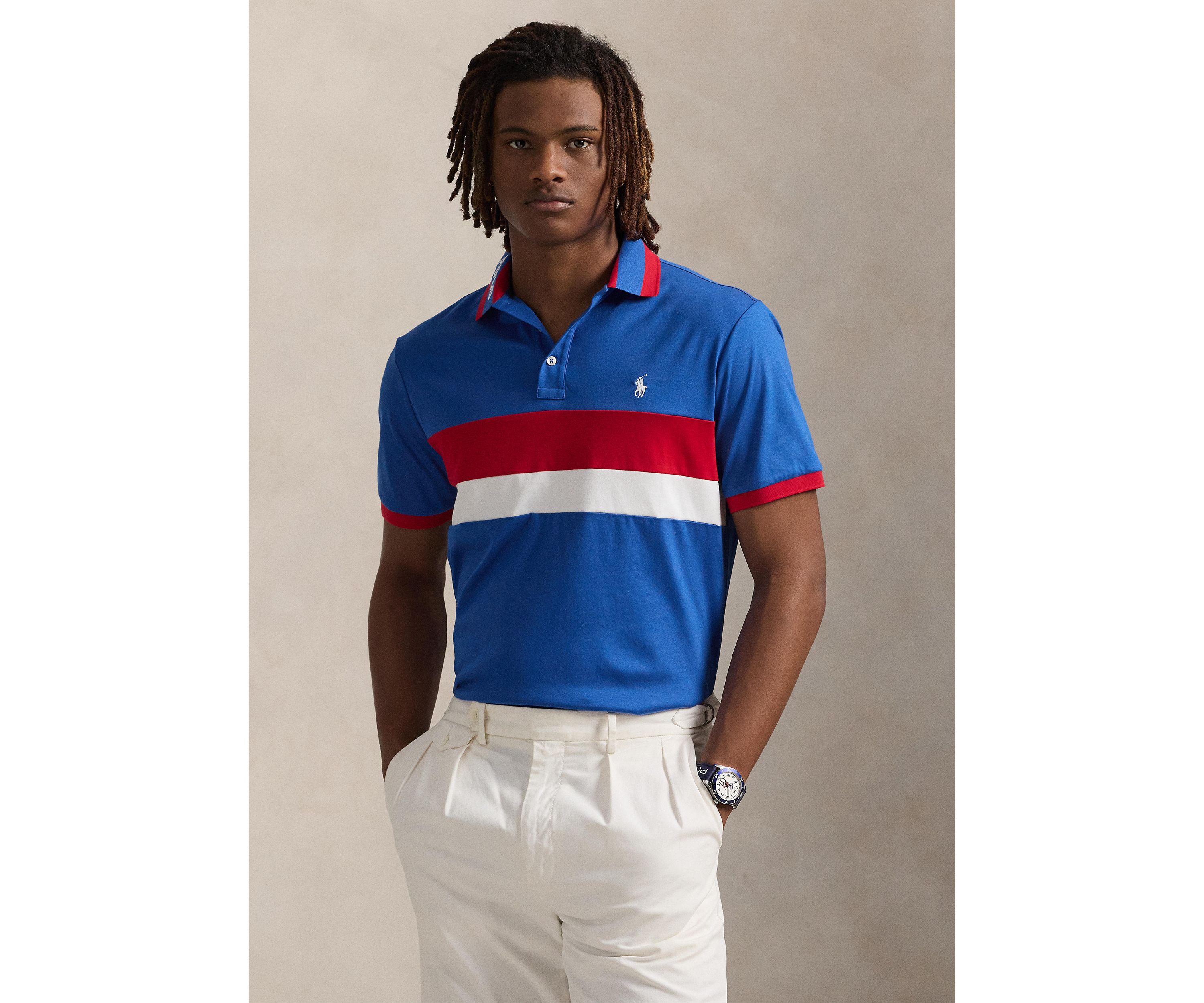 Classic Fit Striped Soft Cotton Polo Shirt