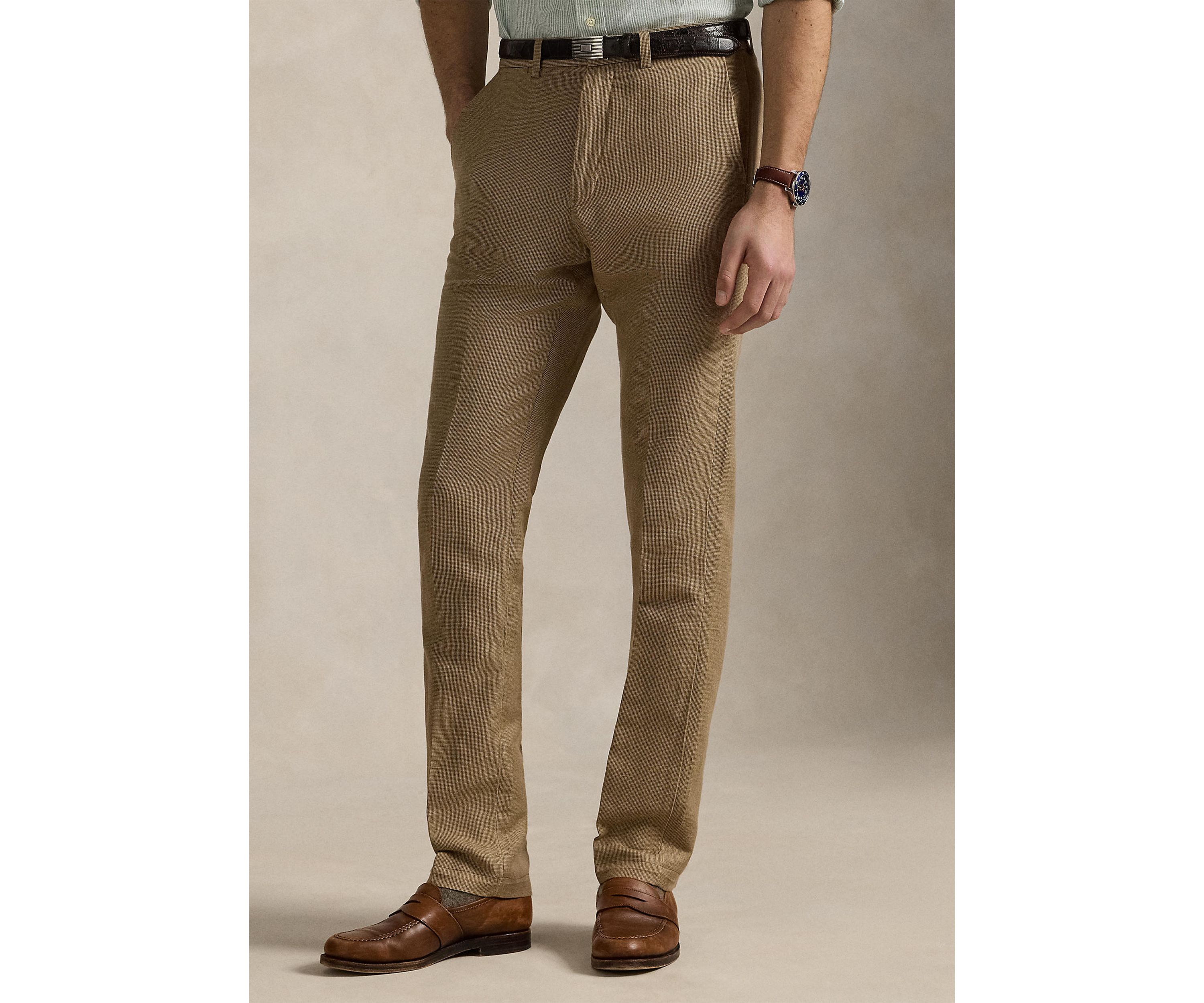 Straight Fit Houndstooth Twill Pants