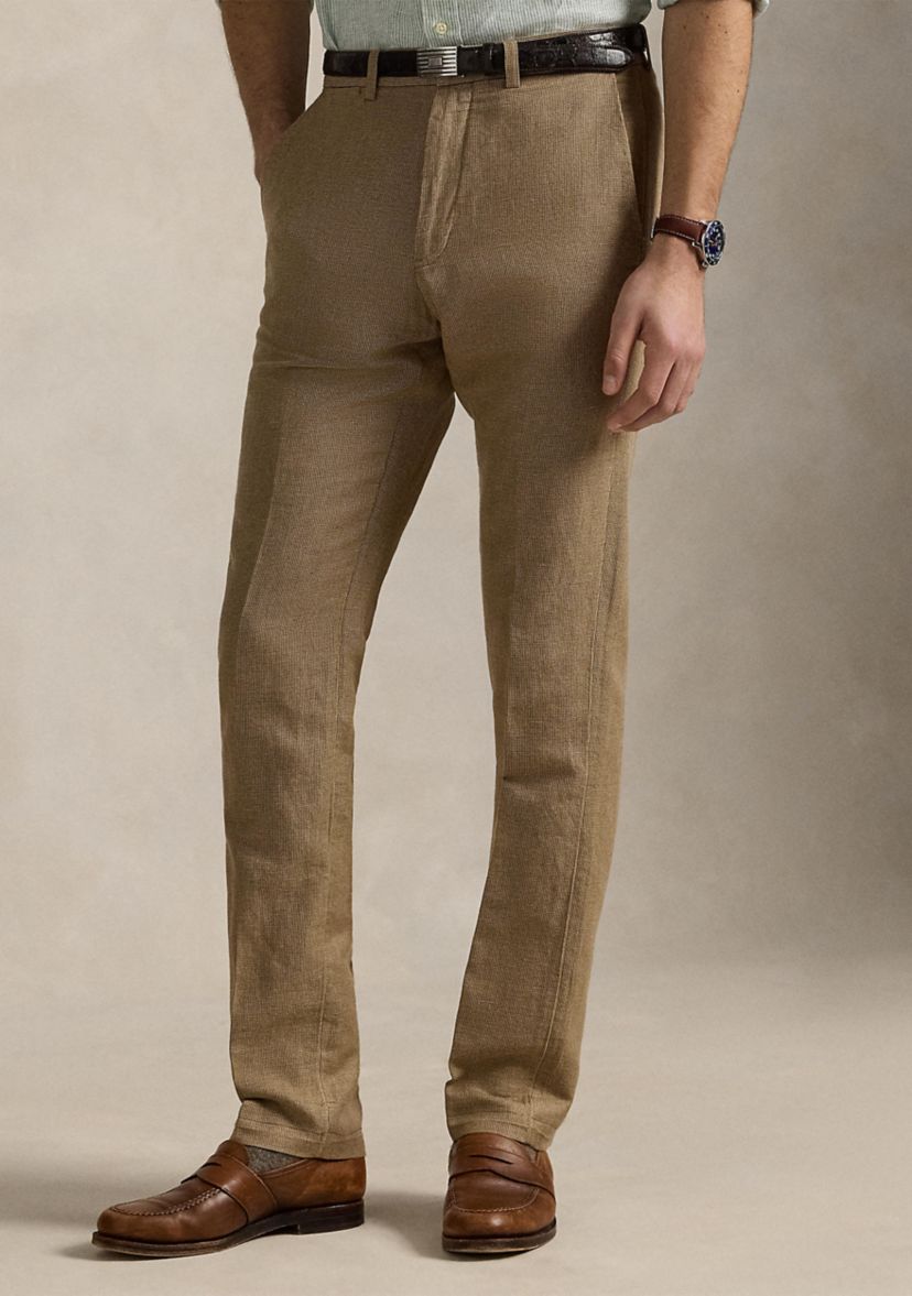 Straight Fit Houndstooth Twill Pants