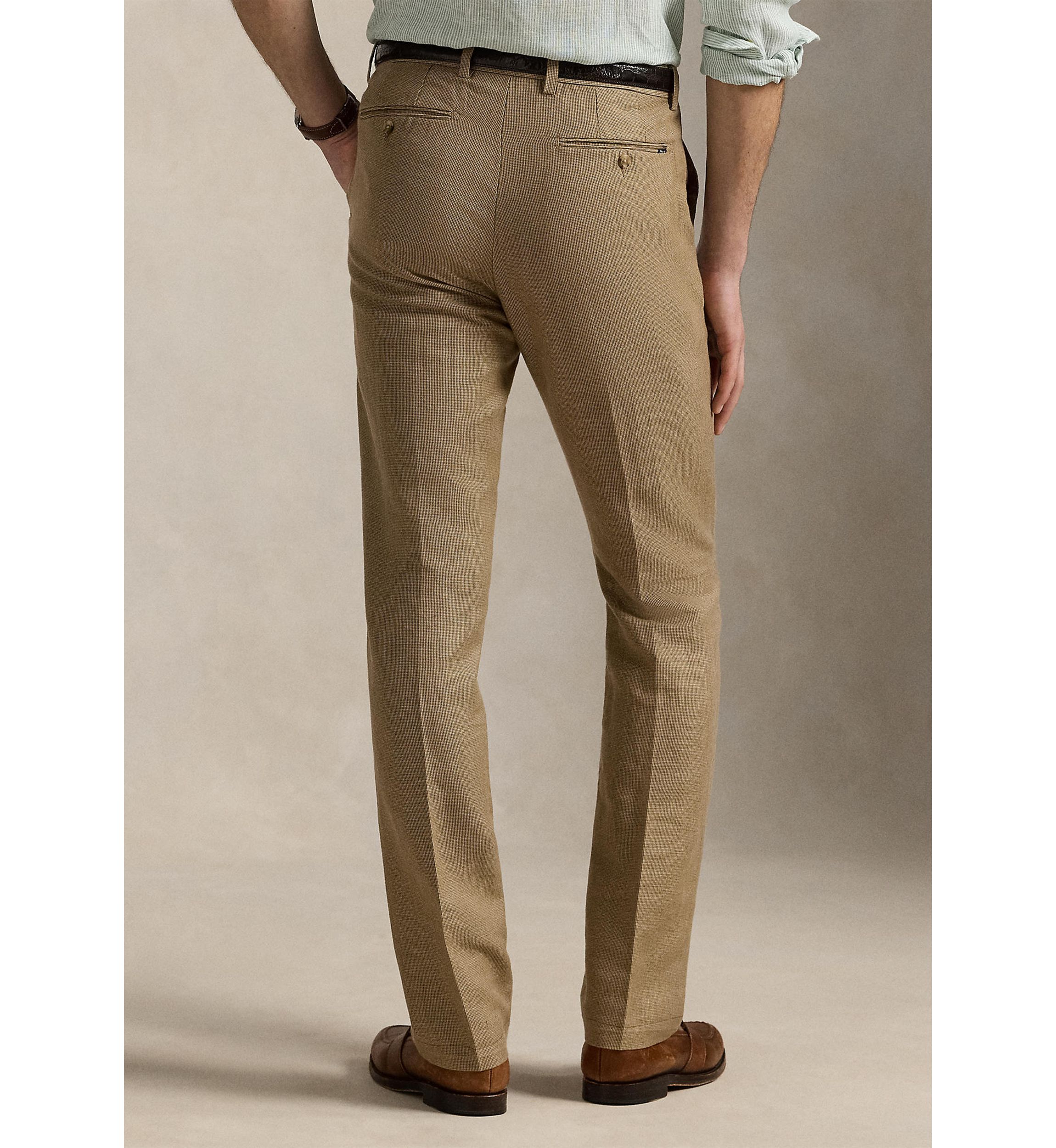 Straight Fit Houndstooth Twill Pants