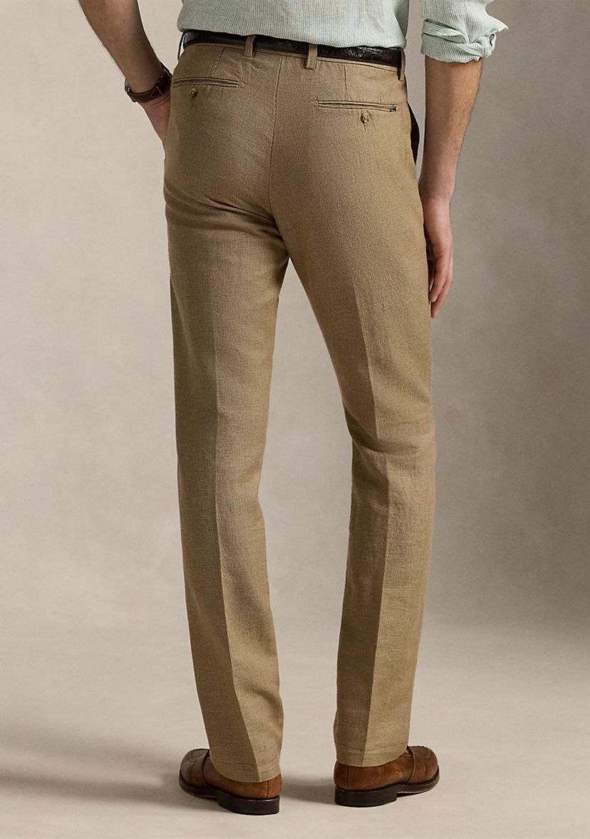Straight Fit Houndstooth Twill Pants