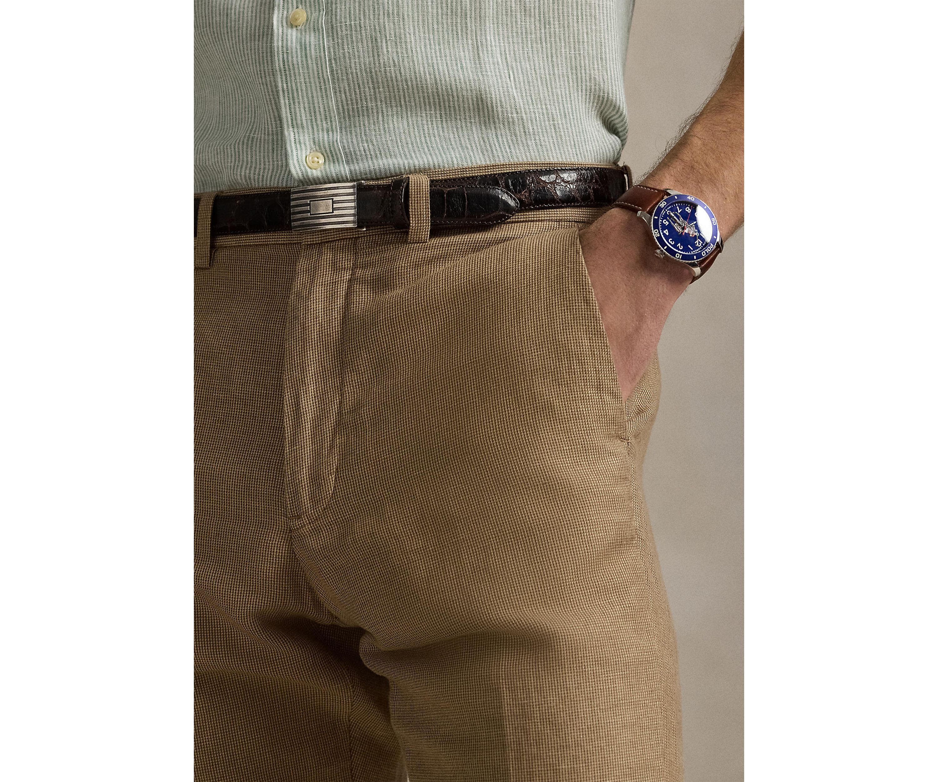 Straight Fit Houndstooth Twill Pants