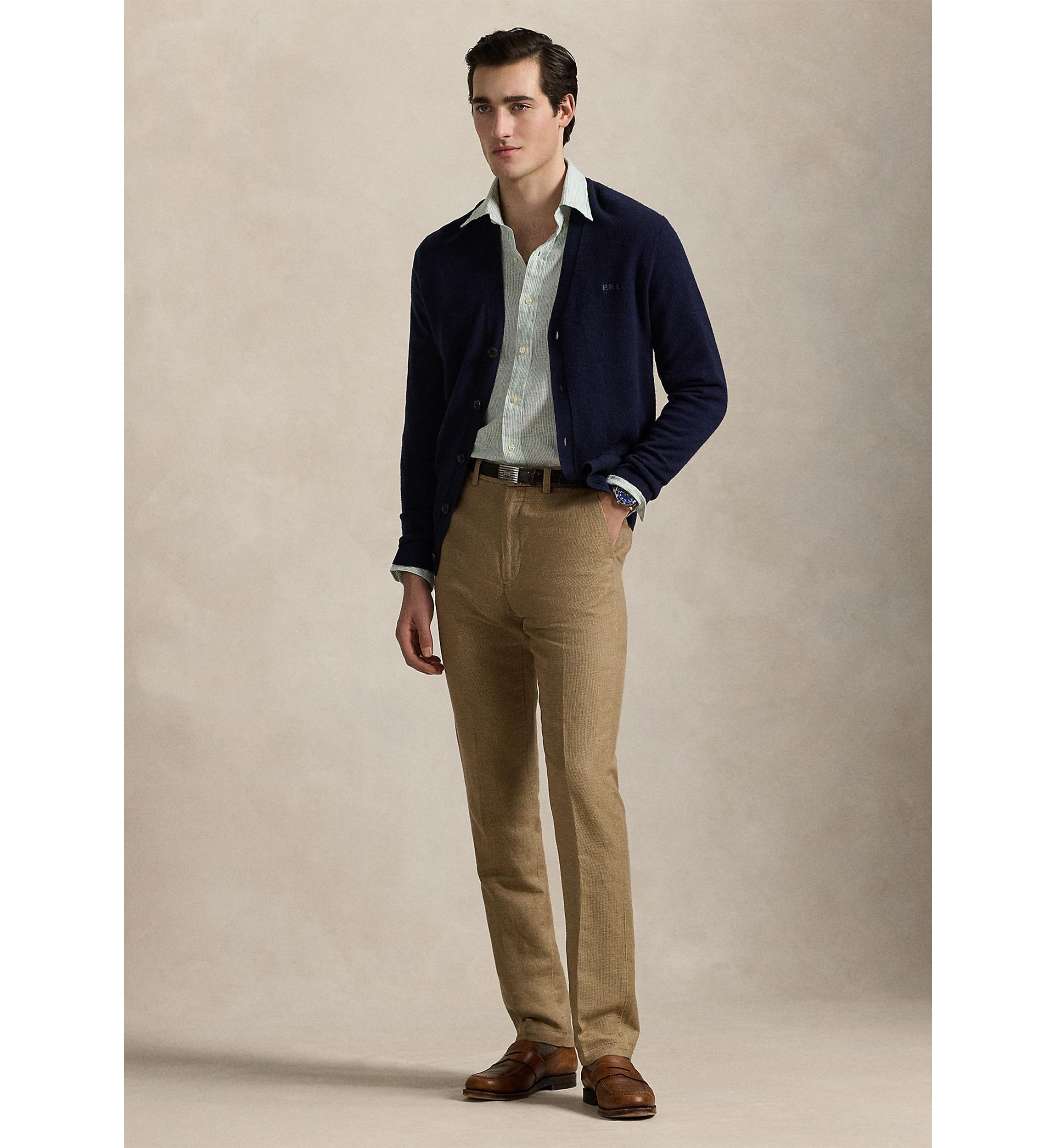 Straight Fit Houndstooth Twill Pants