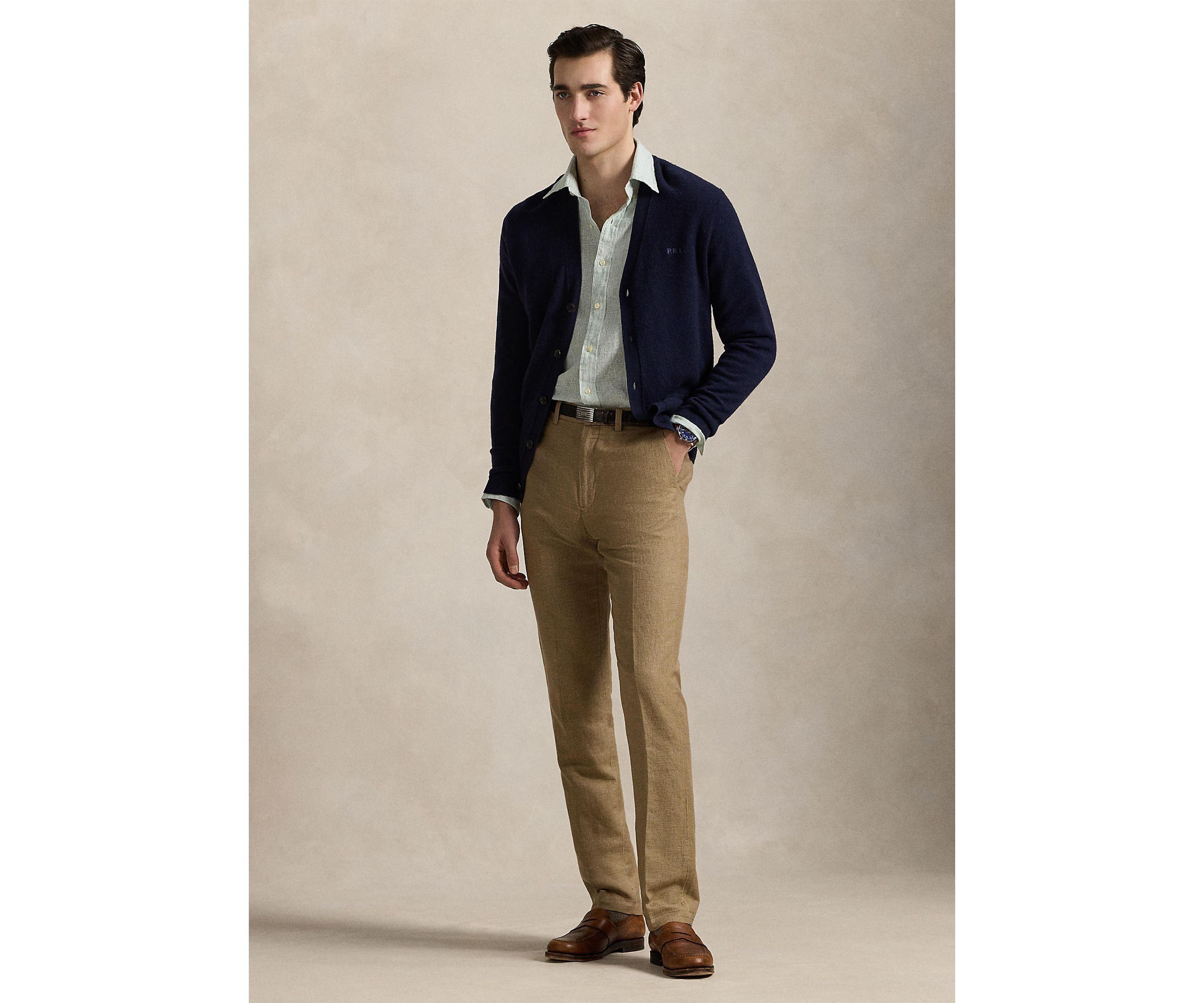 Straight Fit Houndstooth Twill Pants