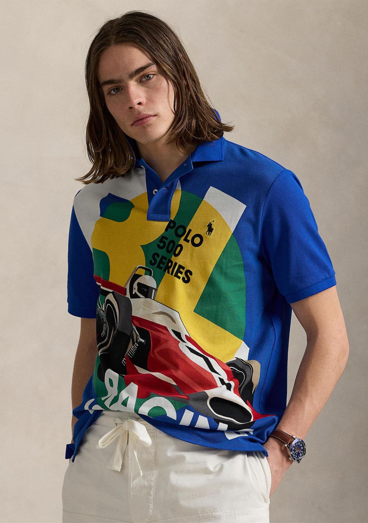 Classic Fit Mesh Graphic Polo Shirt