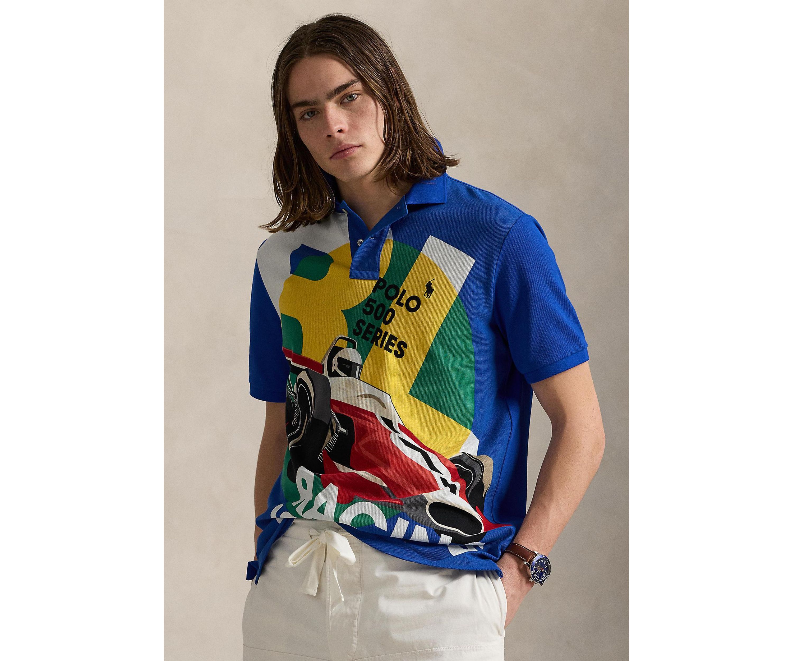 Classic Fit Mesh Graphic Polo Shirt