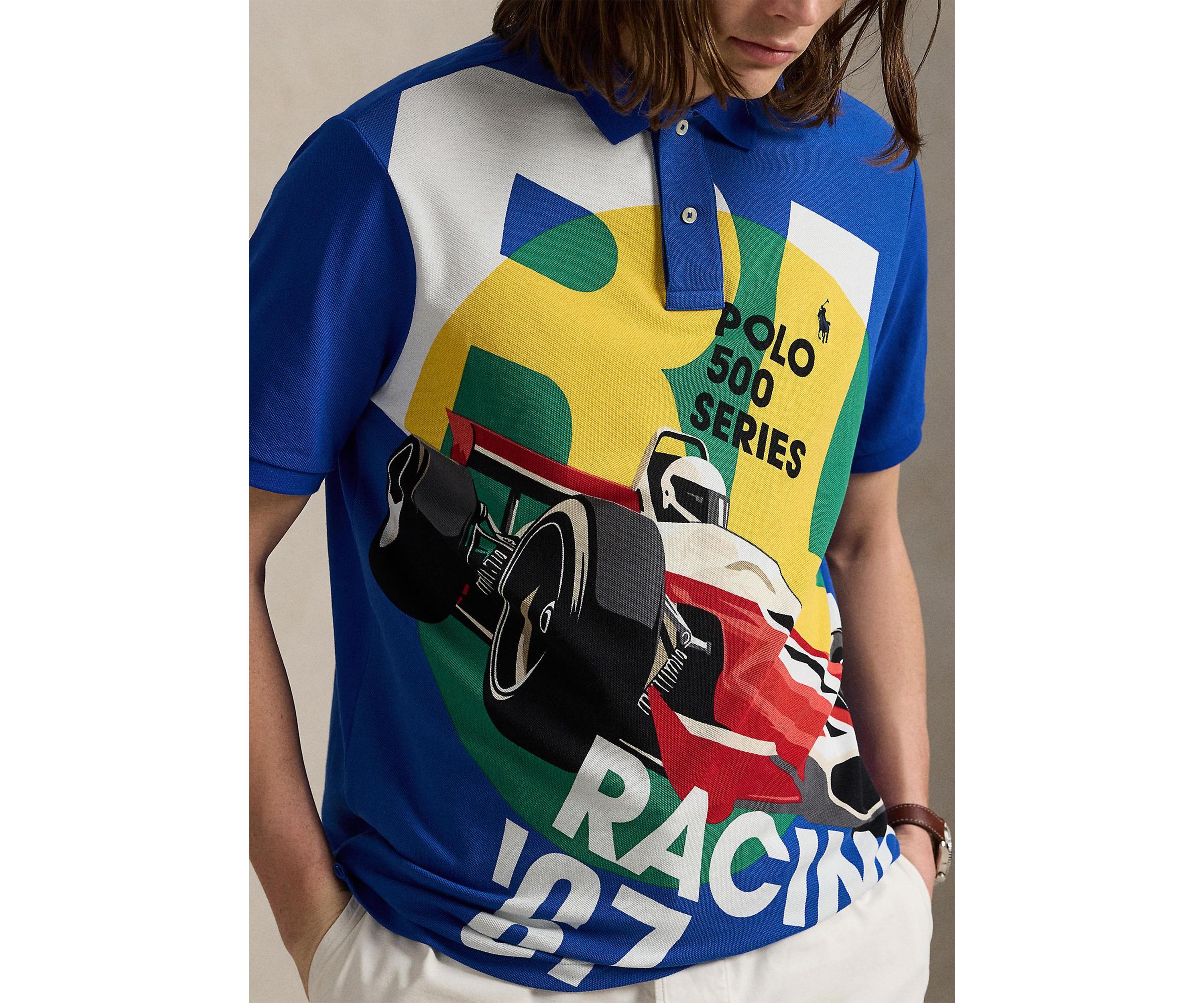 Classic Fit Mesh Graphic Polo Shirt