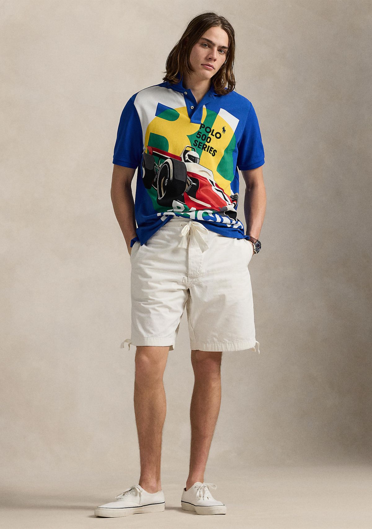 Classic Fit Mesh Graphic Polo Shirt