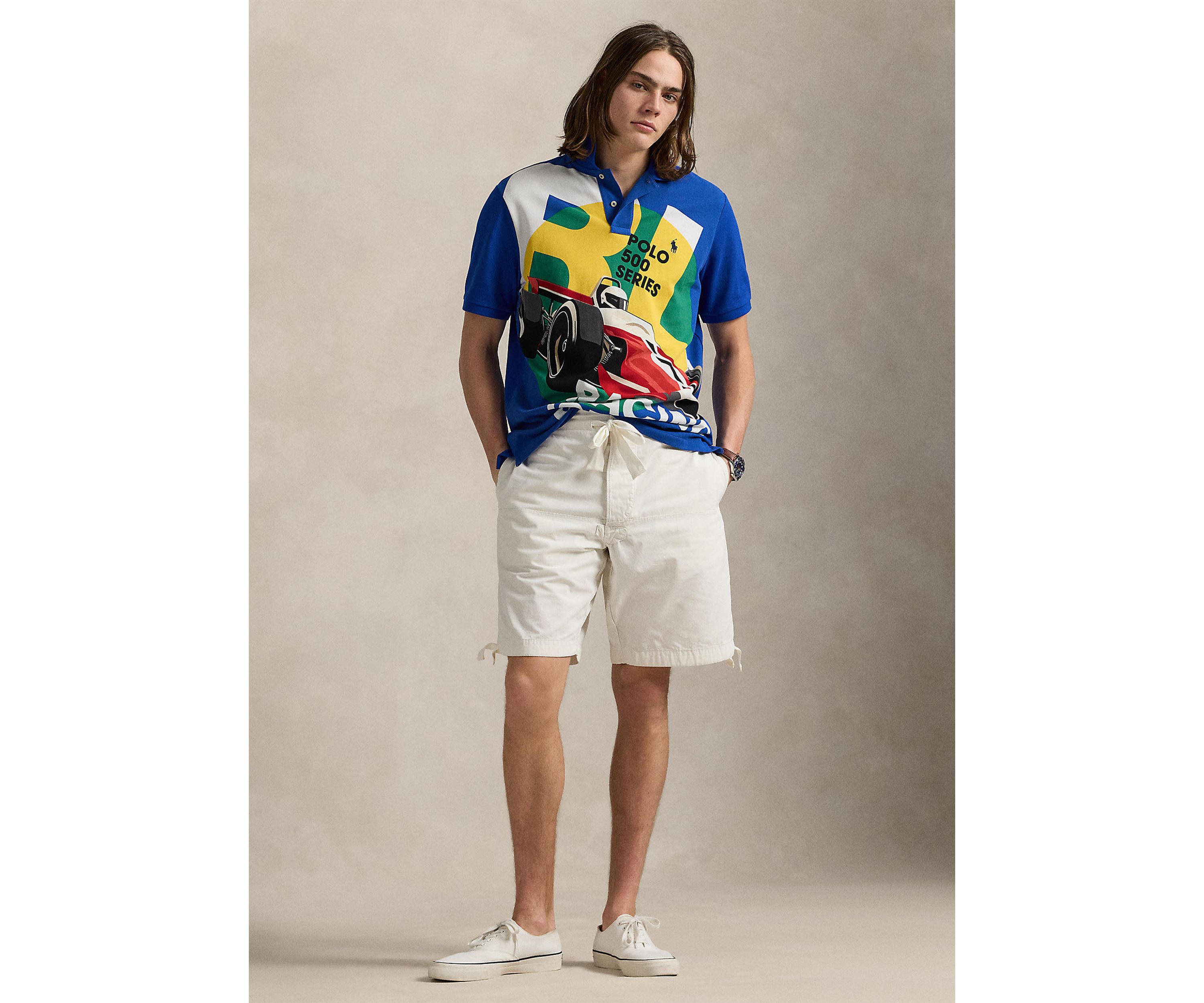Classic Fit Mesh Graphic Polo Shirt