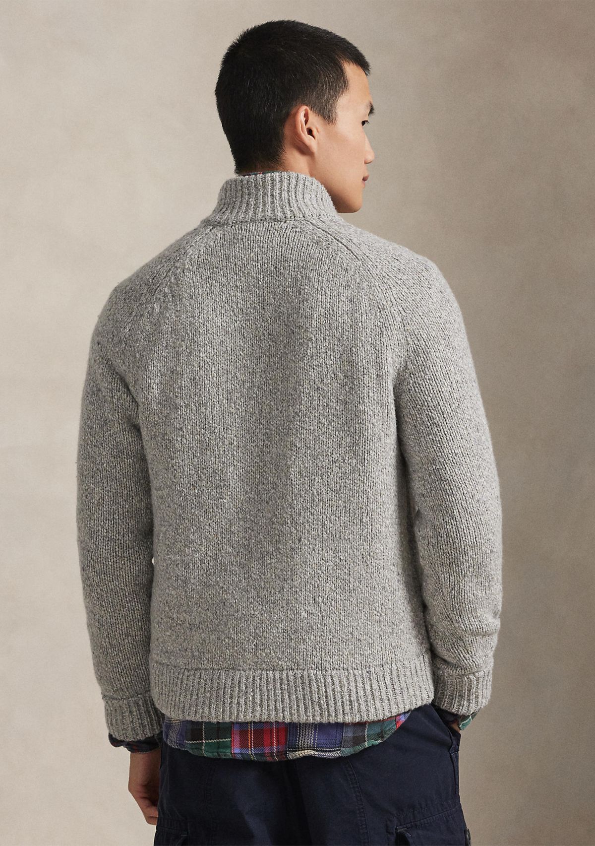 Wool-Blend Mock Neck Cardigan