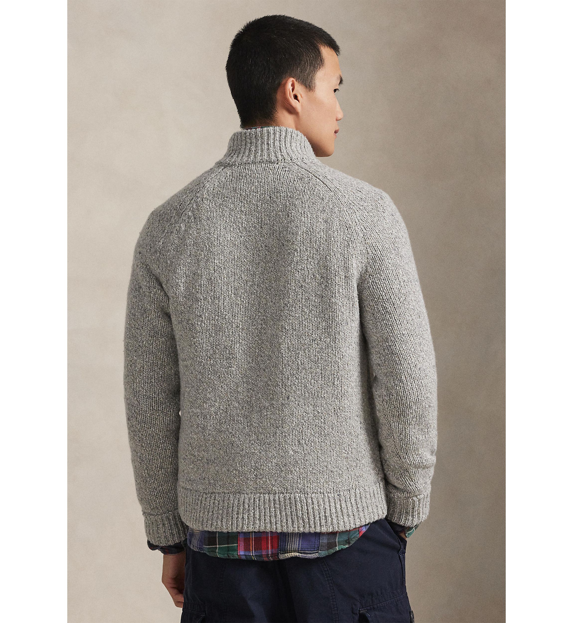 Wool-Blend Mock Neck Cardigan