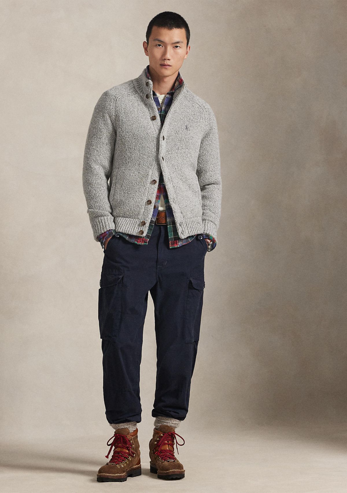Wool-Blend Mock Neck Cardigan