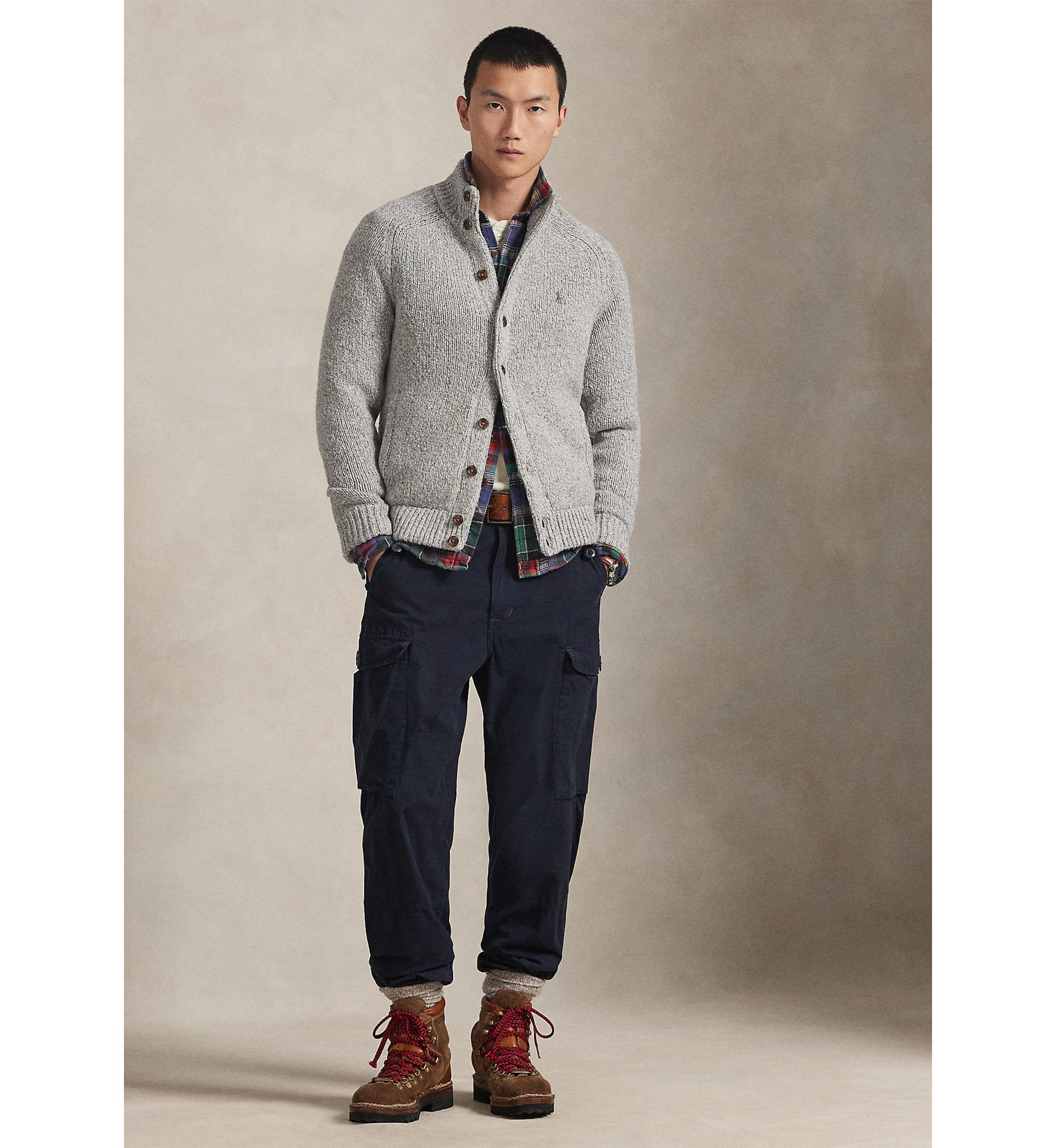 Wool-Blend Mock Neck Cardigan