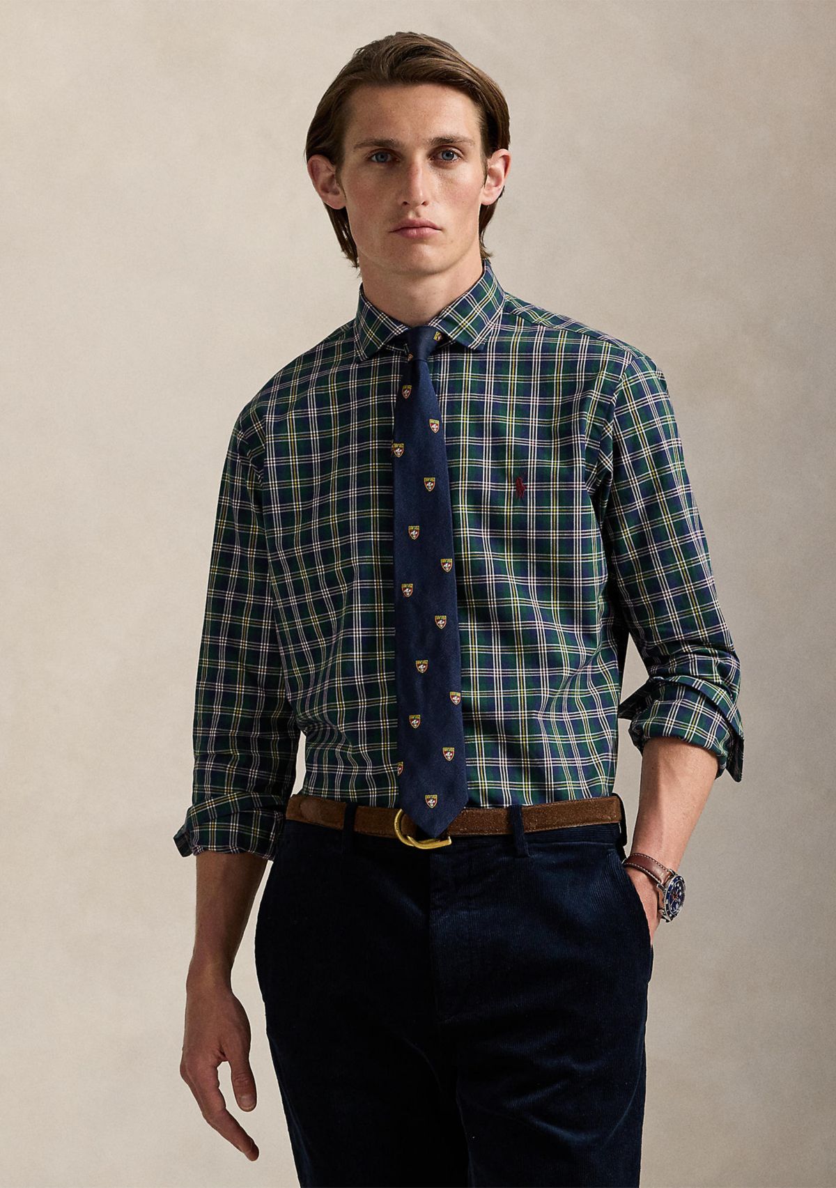 Classic Fit Plaid Poplin Shirt