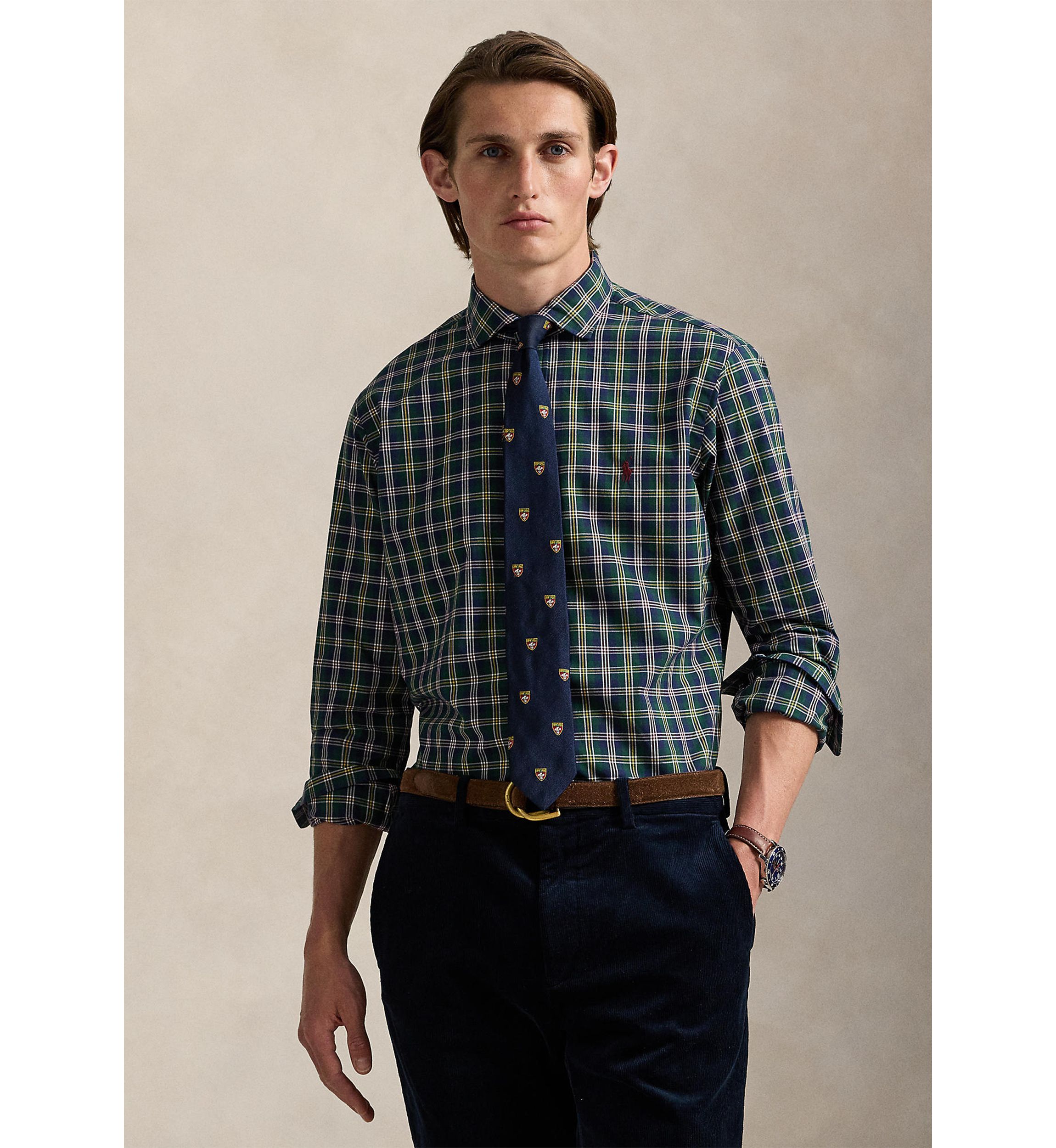 Classic Fit Plaid Poplin Shirt