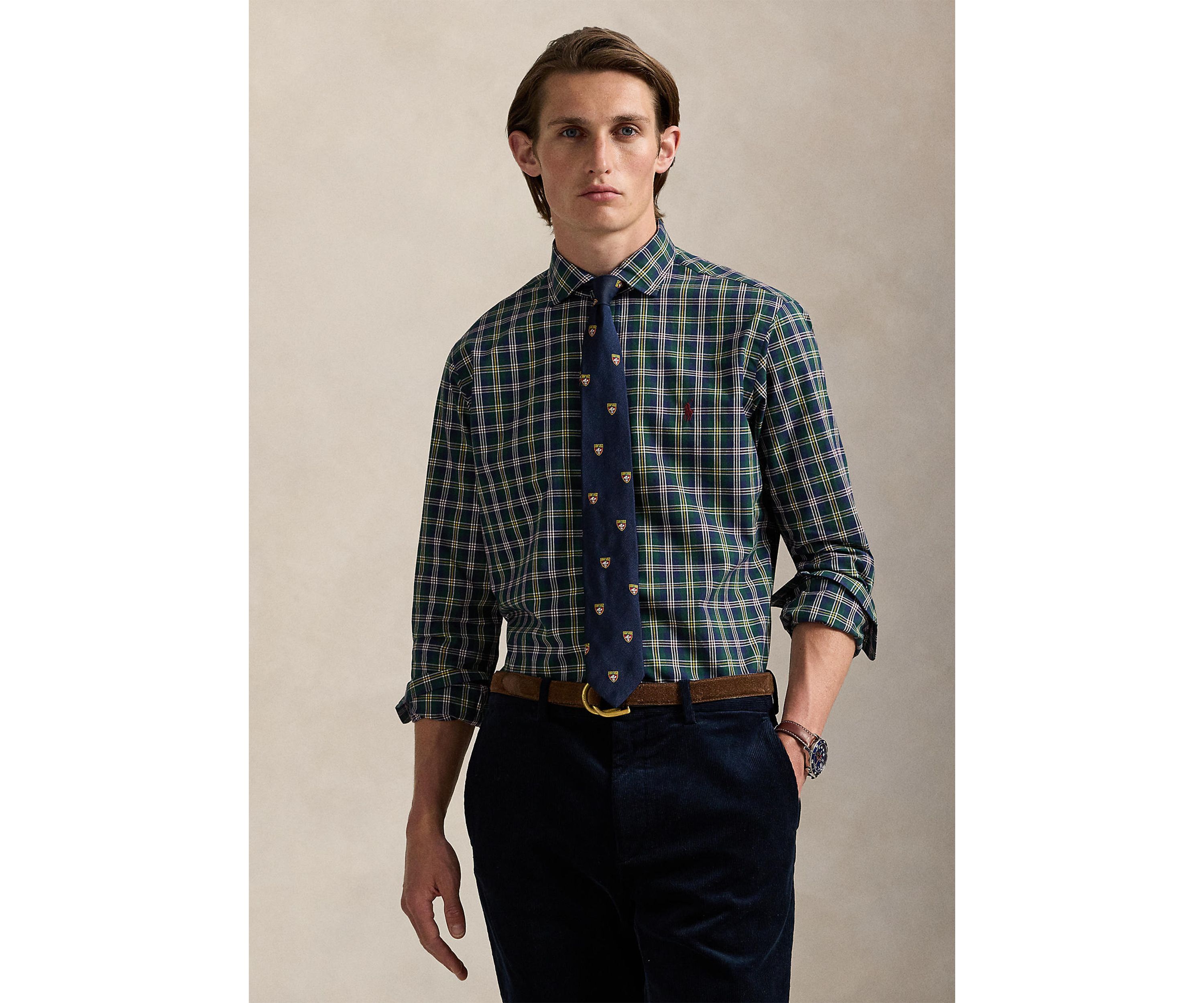 Classic Fit Plaid Poplin Shirt