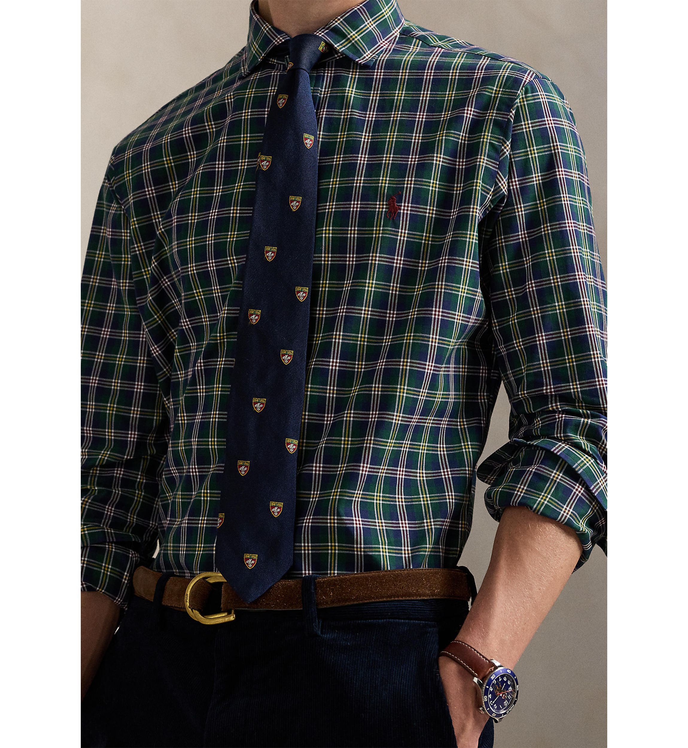 Classic Fit Plaid Poplin Shirt