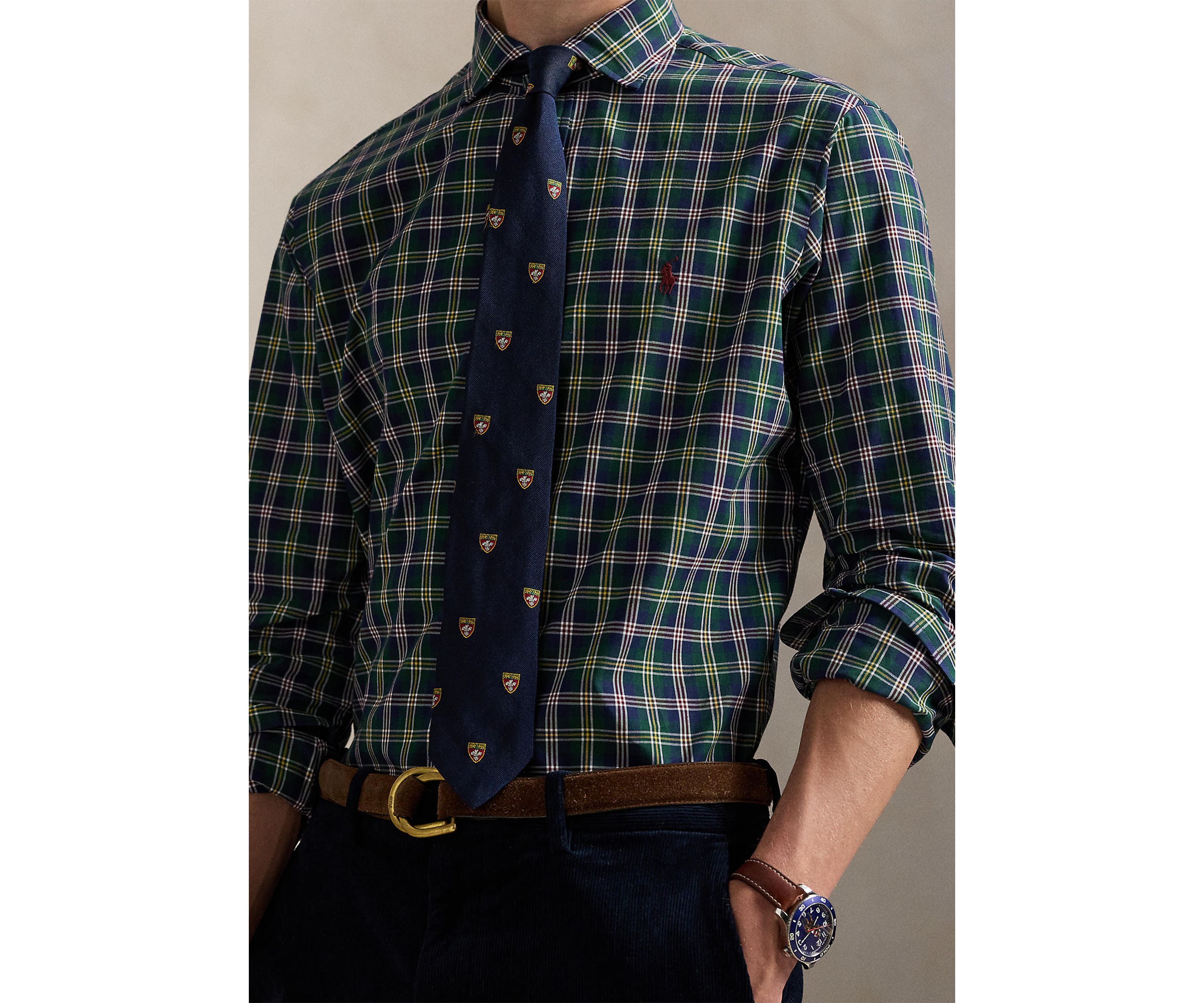 Classic Fit Plaid Poplin Shirt