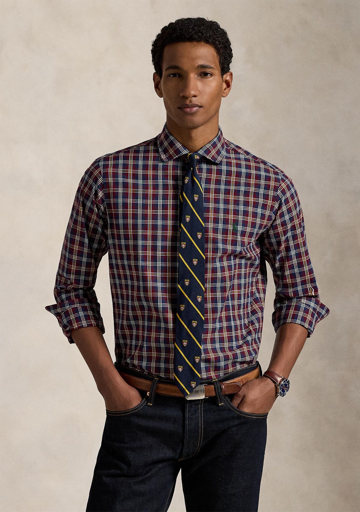 Classic Fit Plaid Poplin Shirt