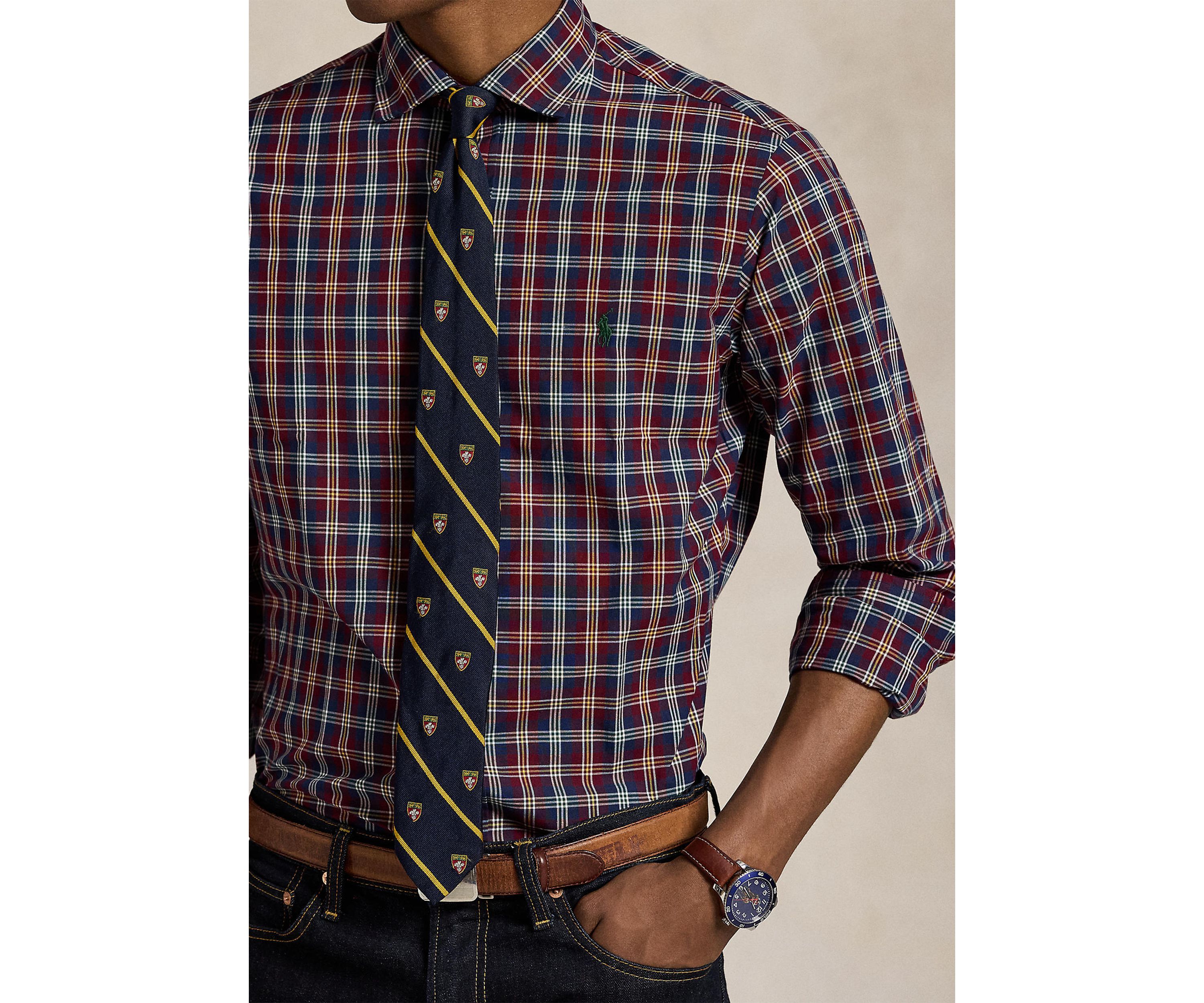 Classic Fit Plaid Poplin Shirt