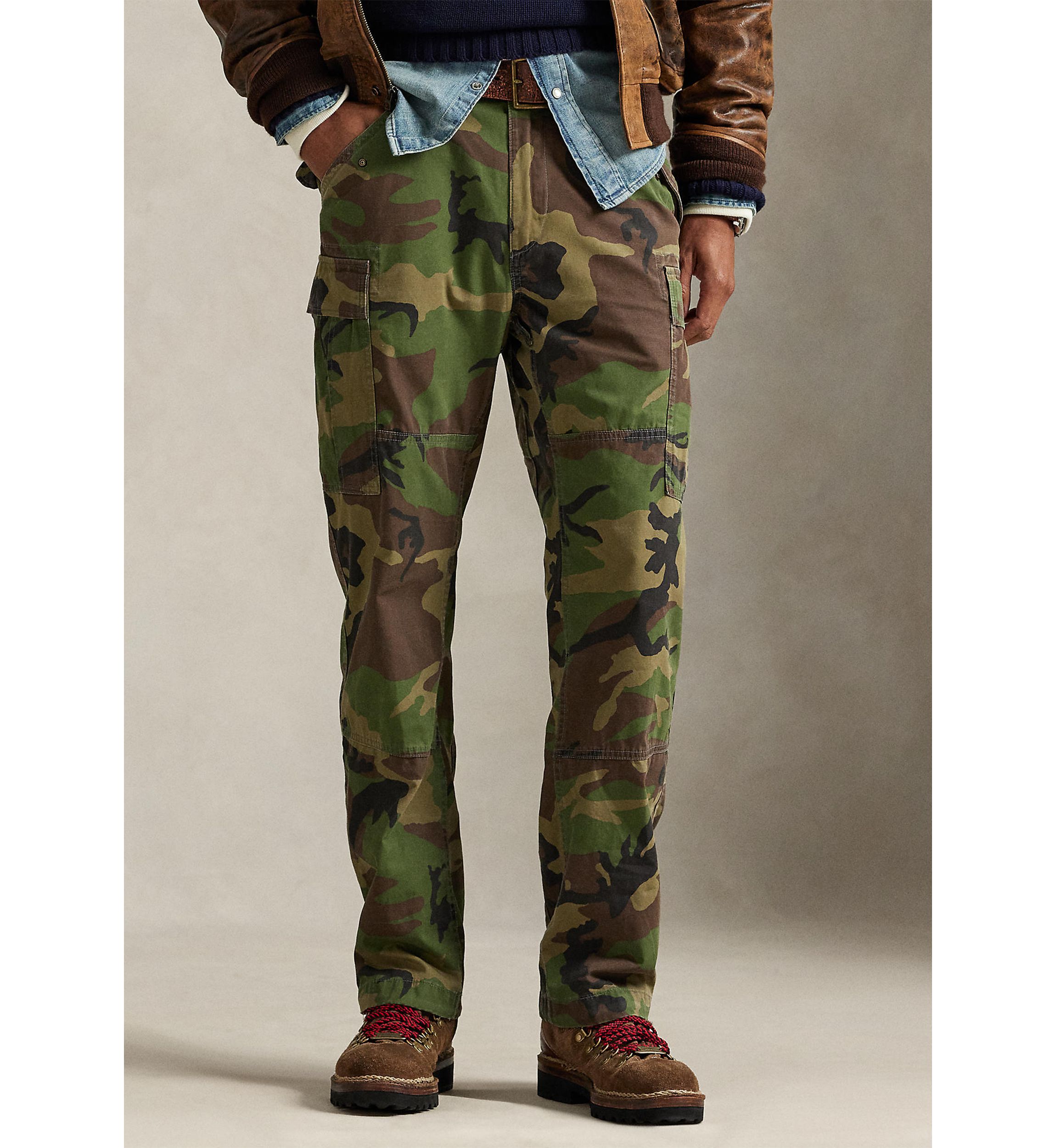 Mens Classic Fit Camo Canvas Cargo Pants