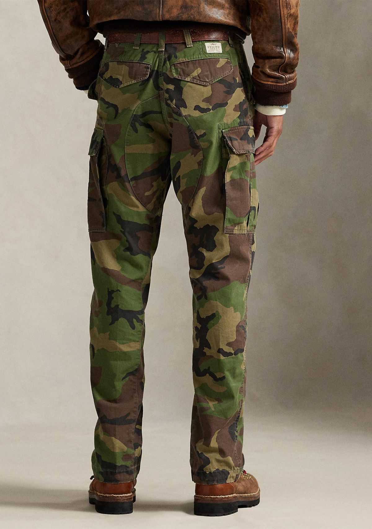 Mens Classic Fit Camo Canvas Cargo Pants
