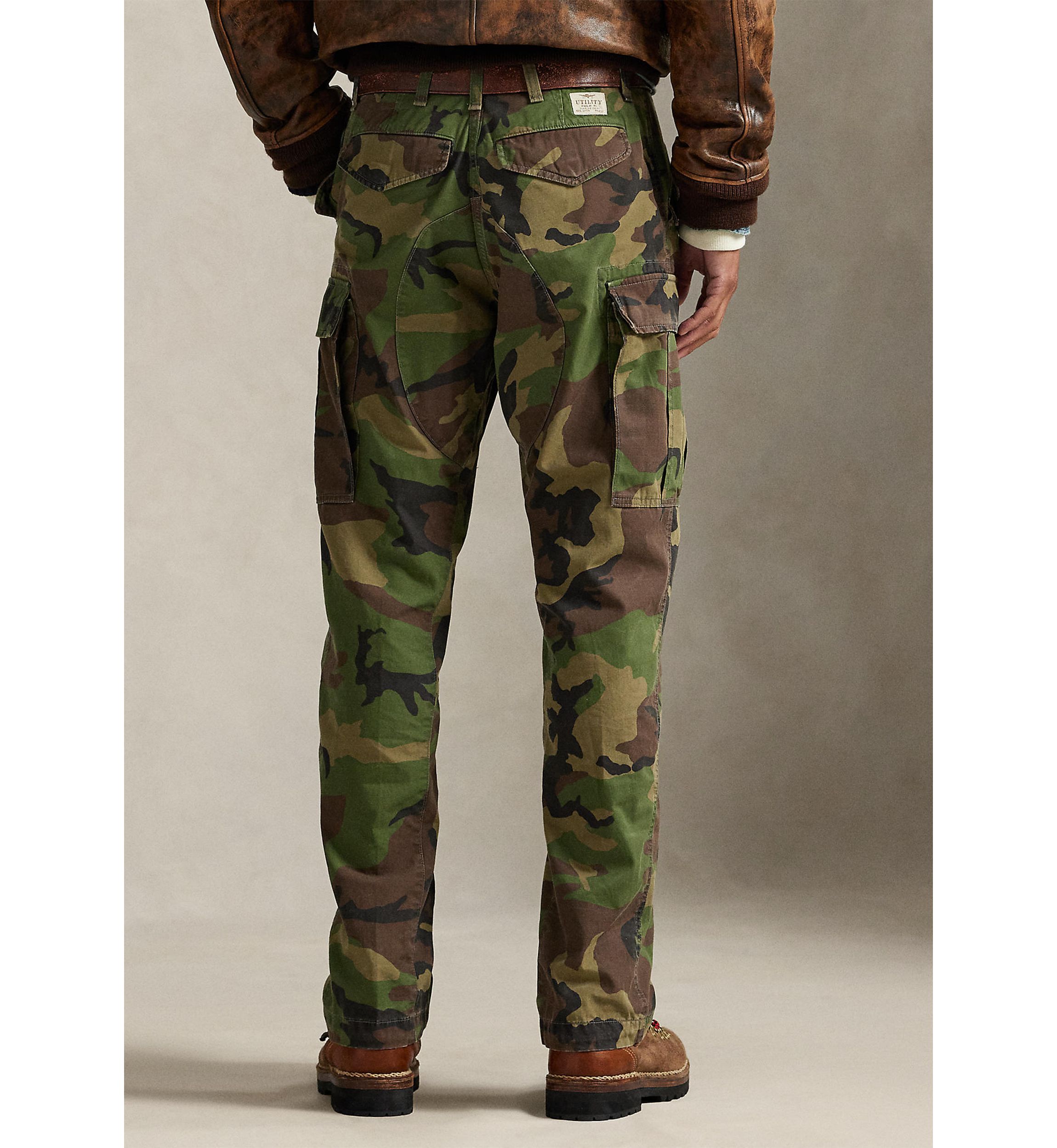 Mens Classic Fit Camo Canvas Cargo Pants