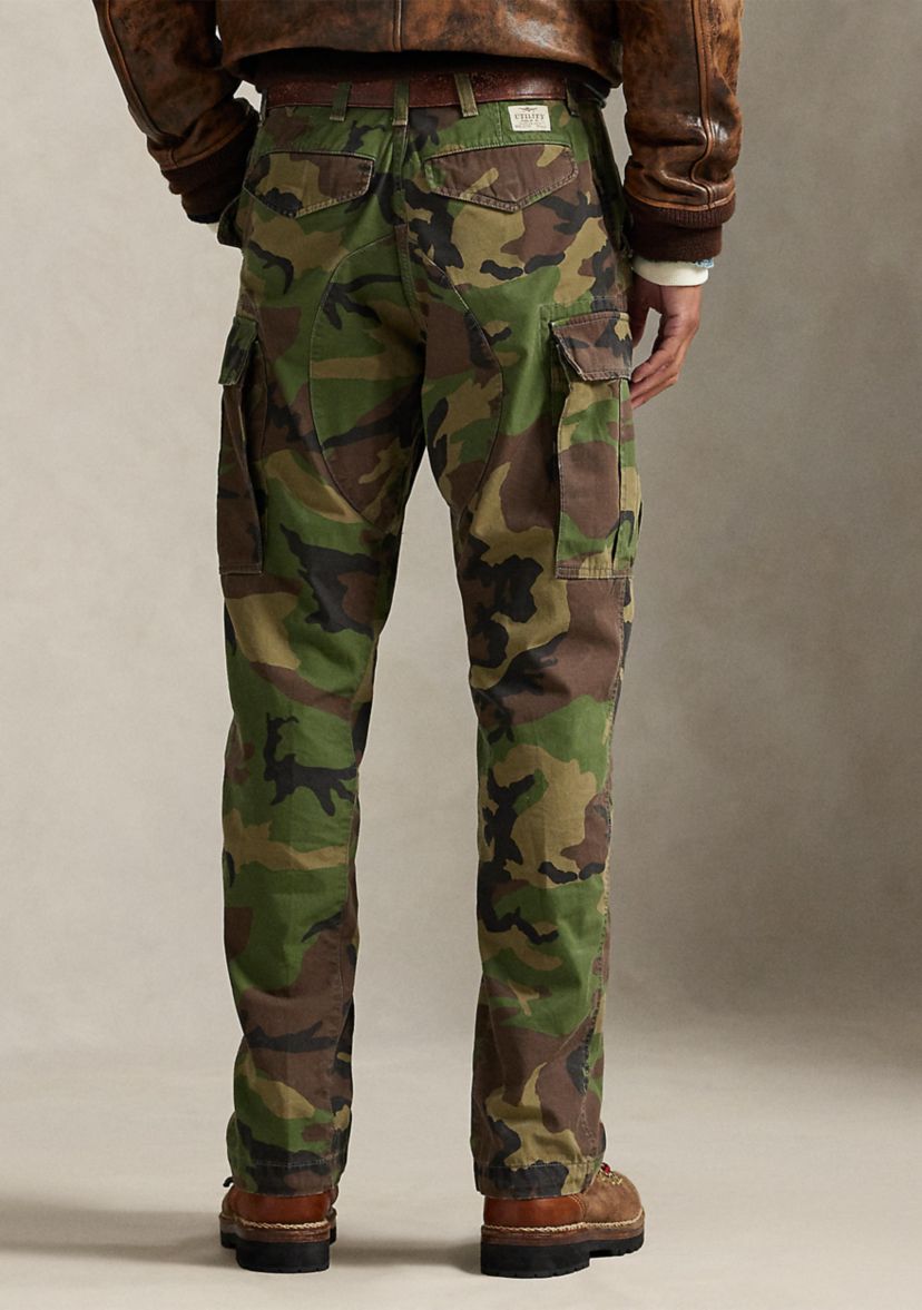 Mens Classic Fit Camo Canvas Cargo Pants