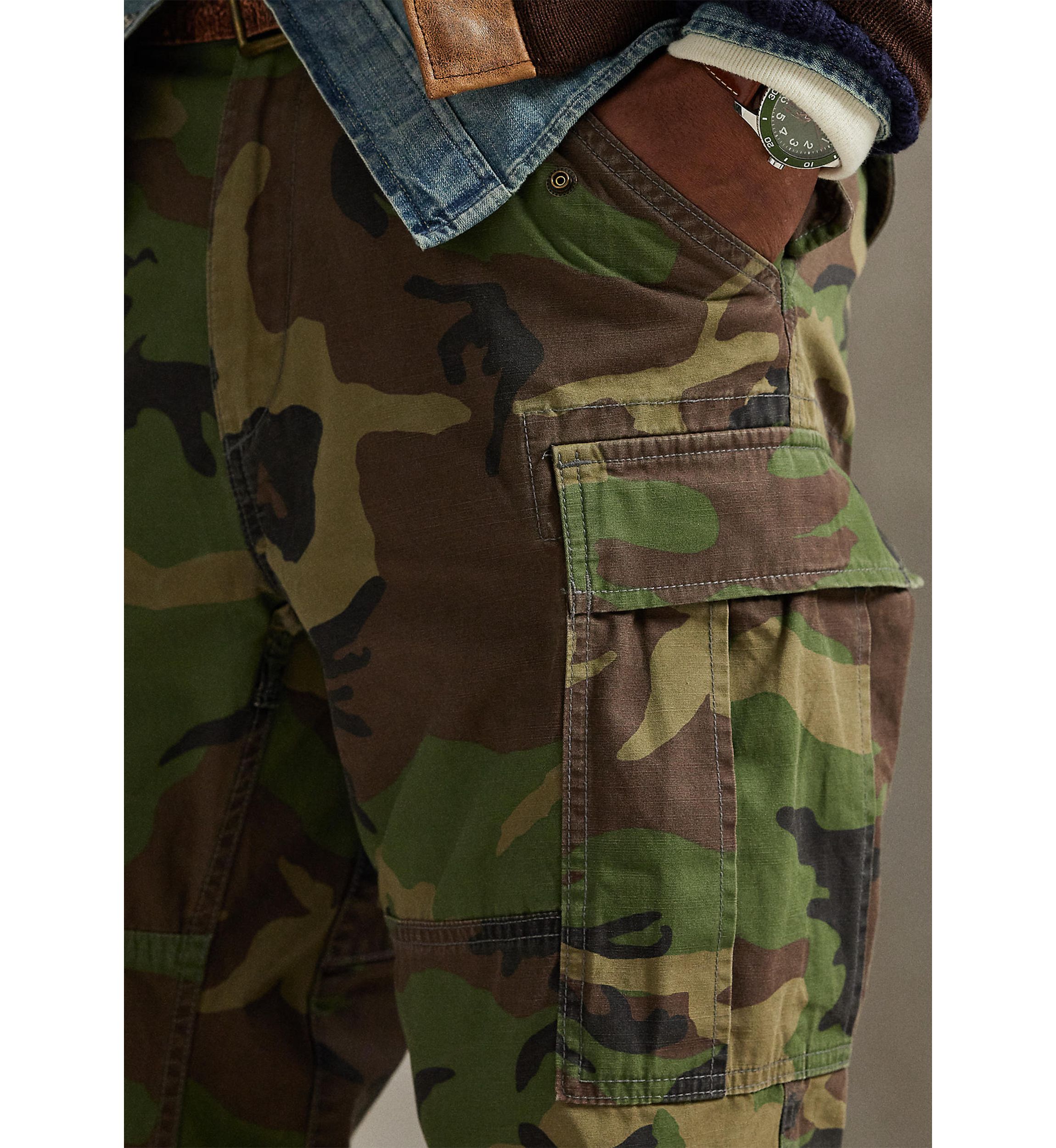 Mens Classic Fit Camo Canvas Cargo Pants