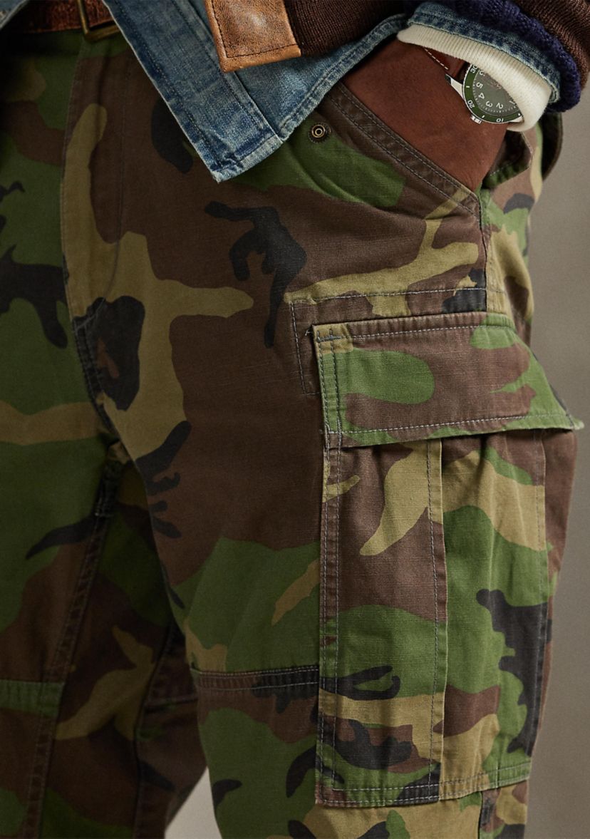 Mens Classic Fit Camo Canvas Cargo Pants