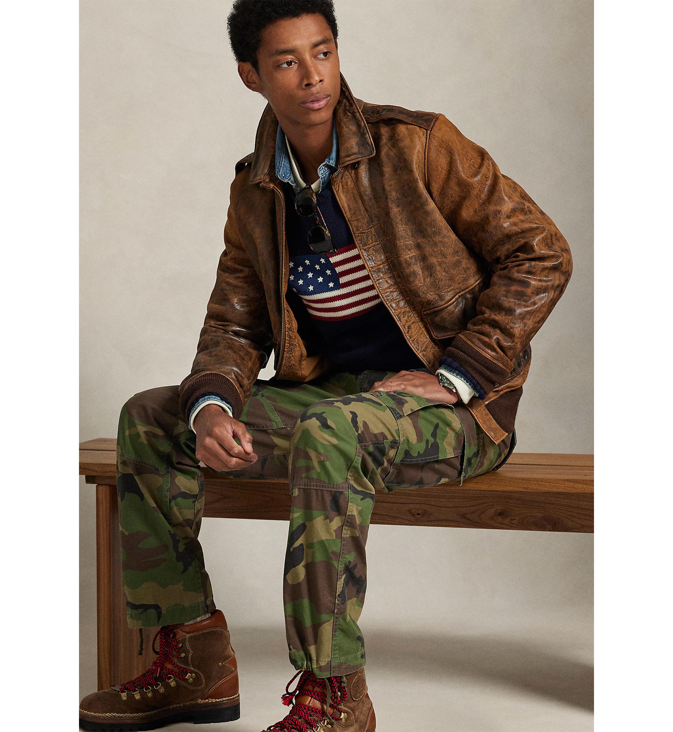 Mens Classic Fit Camo Canvas Cargo Pants