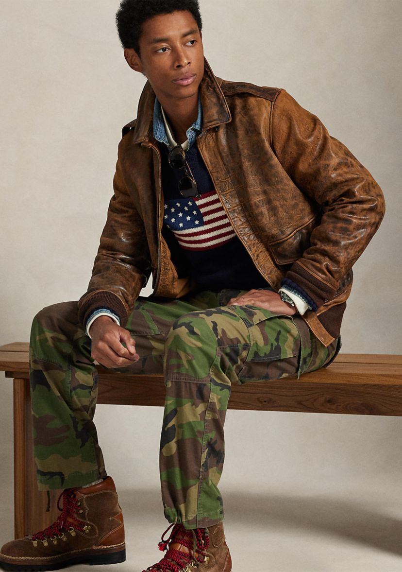 Mens Classic Fit Camo Canvas Cargo Pants
