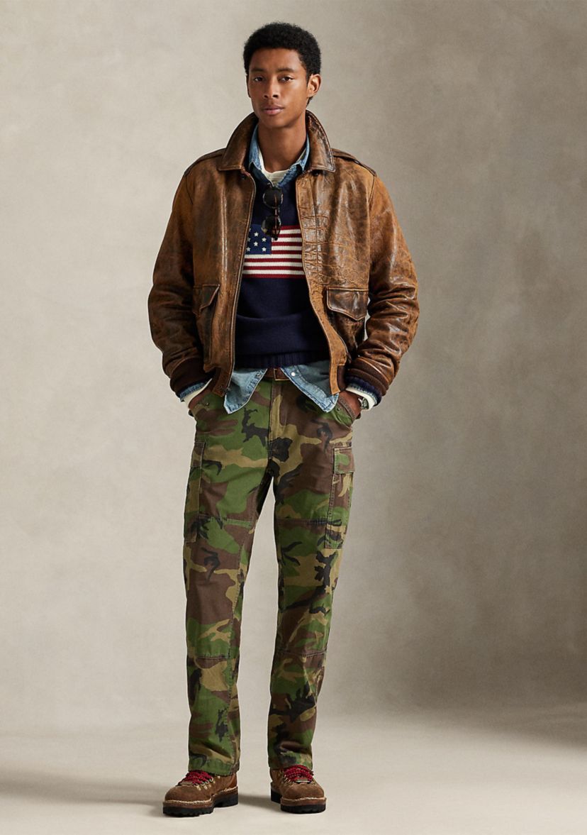 Mens Classic Fit Camo Canvas Cargo Pants
