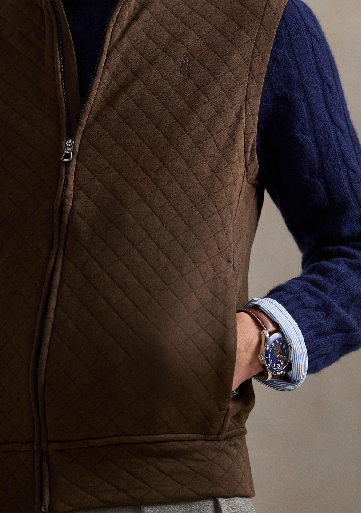Mens Quilted Double-Knit Jersey Vest