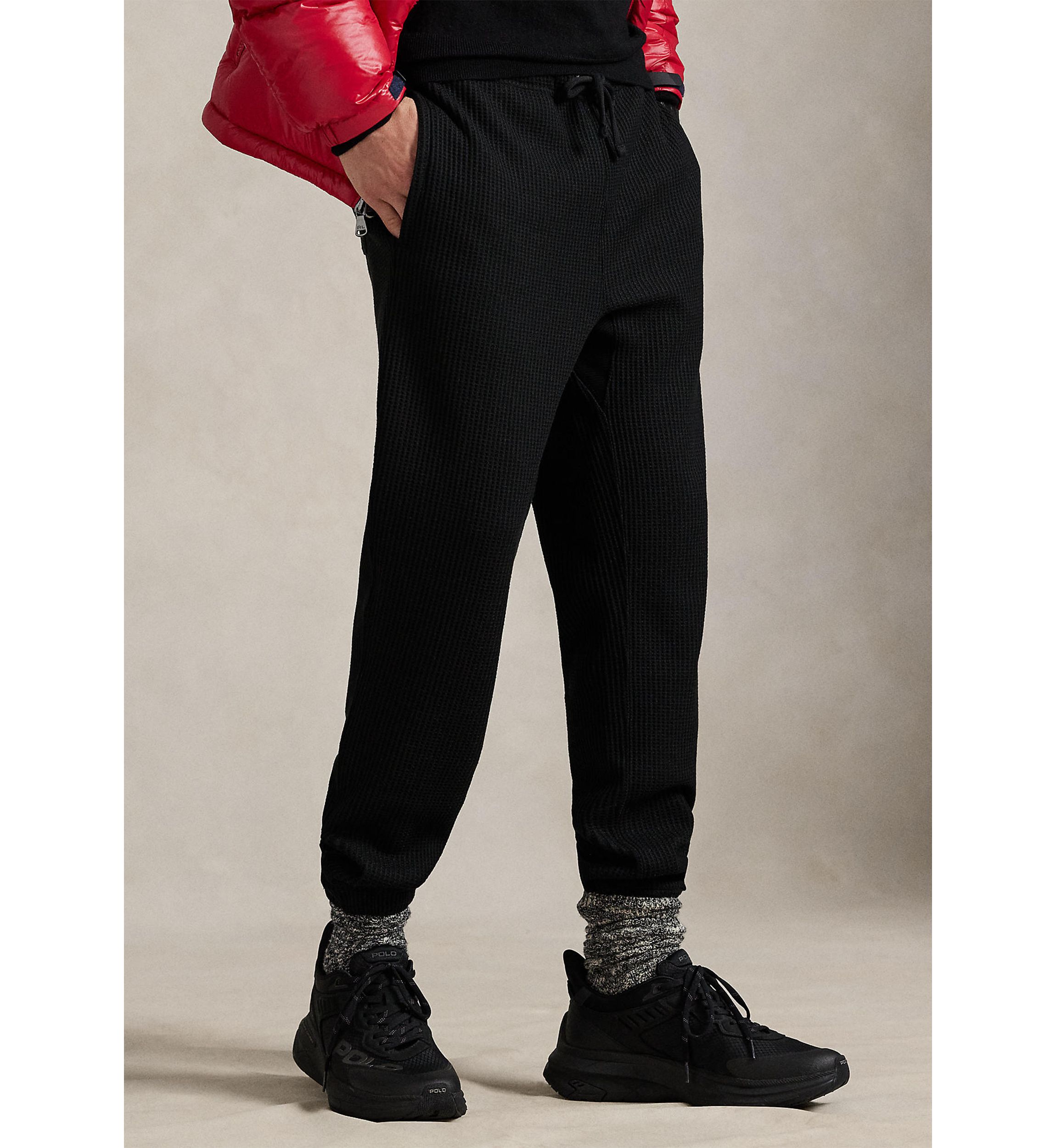 Waffle-Knit Fleece Sweatpants