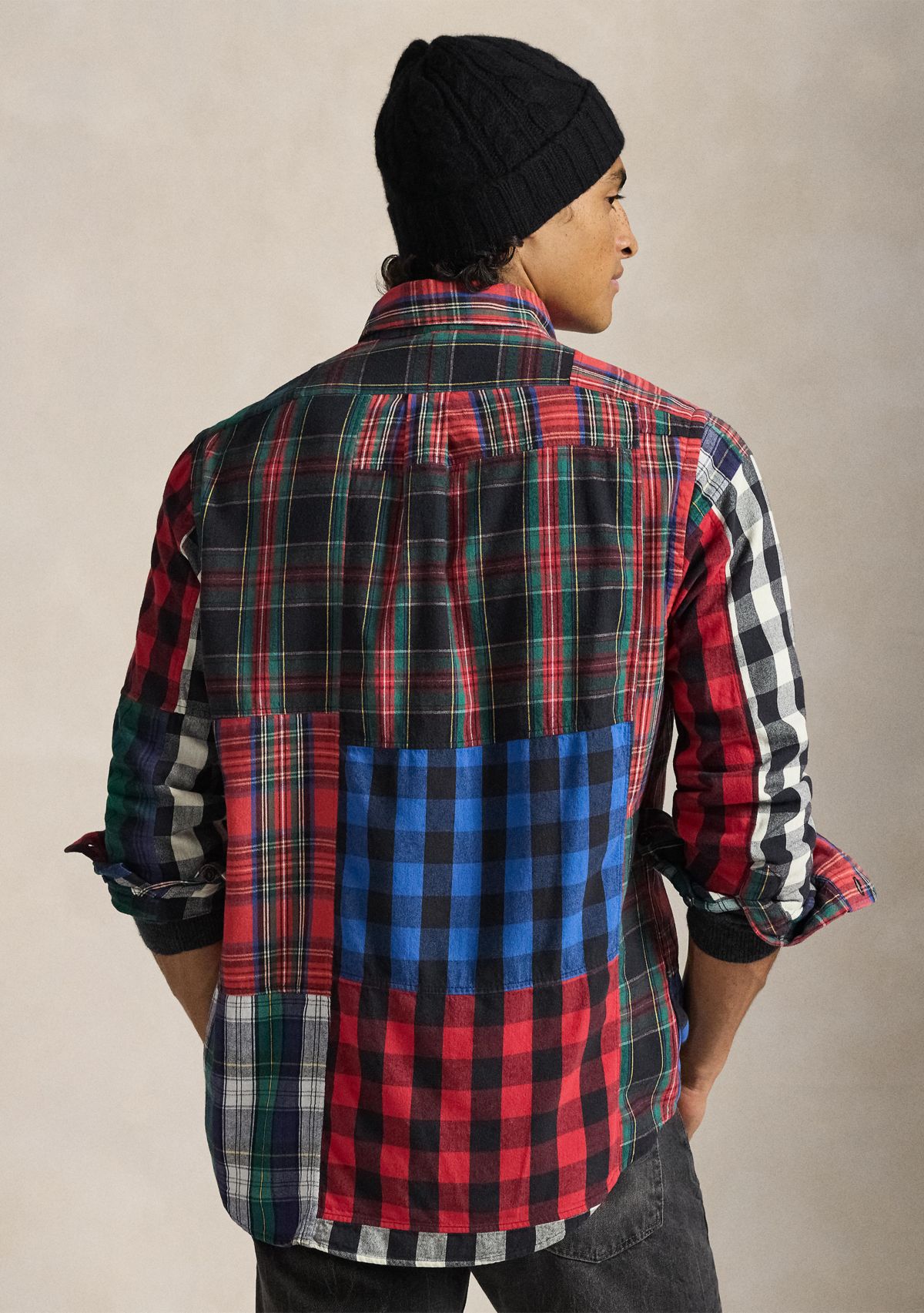 Classic Fit Patchwork Flannel Shirt
