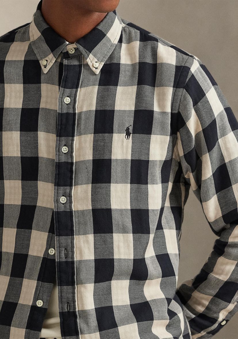 Mens Classic Fit Plaid Double-Faced Shirt