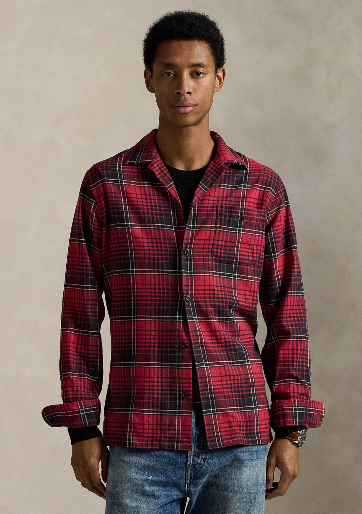 Mens Classic Fit Plaid Performance Camp Shirt
