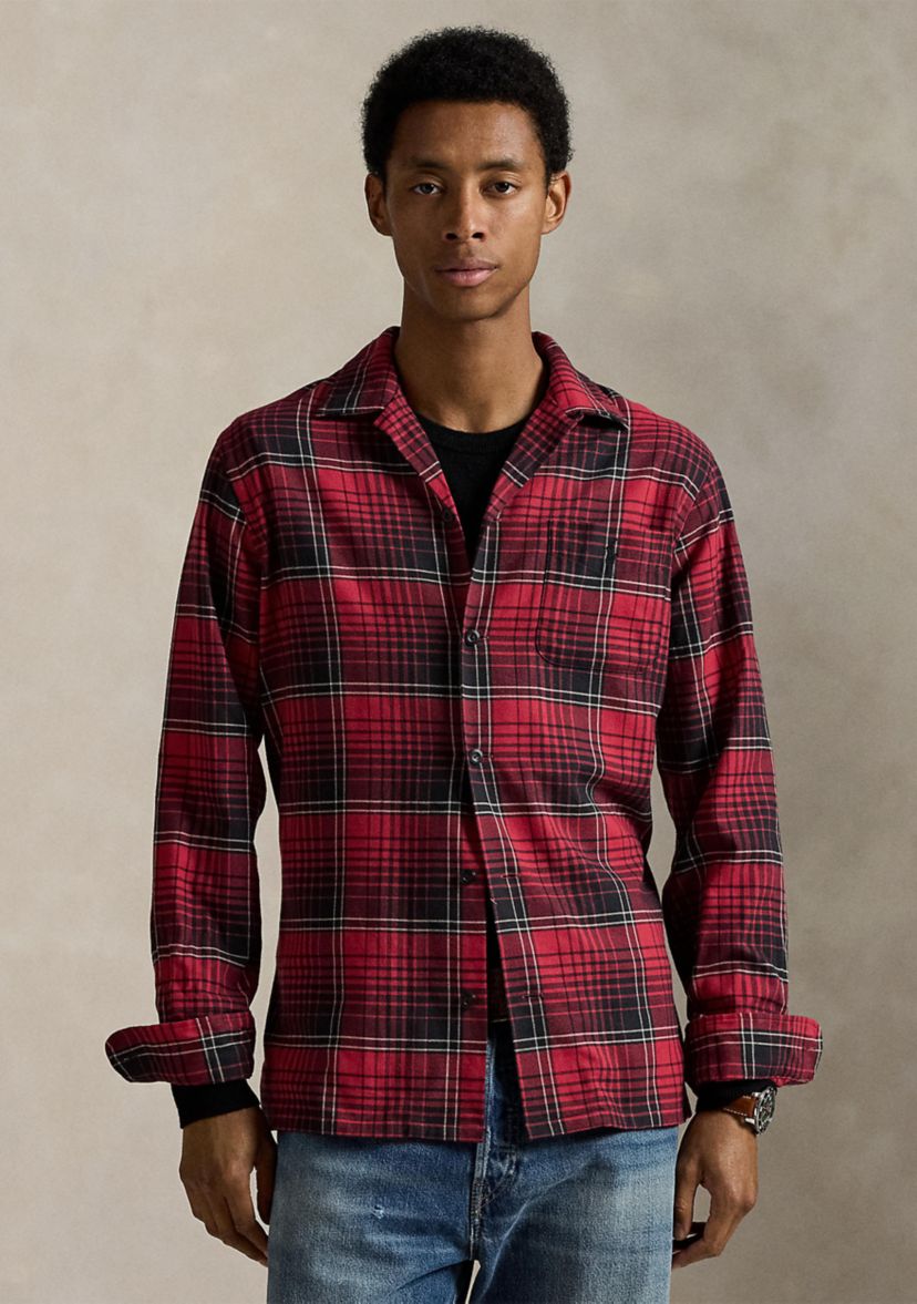 Mens Classic Fit Plaid Performance Camp Shirt